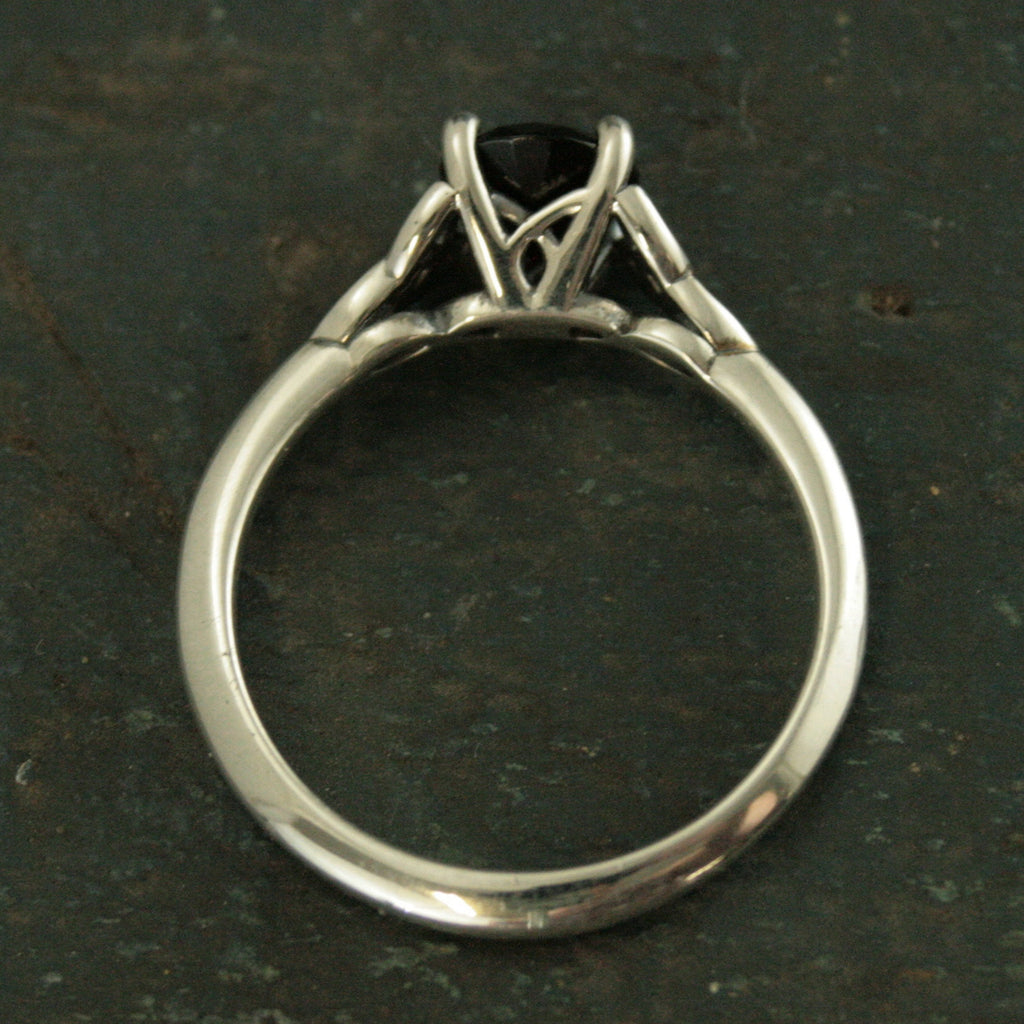 Celtic Ring Onyx Ring Trinity Knot Solitaire Irish Ring Black Stone Ring Celtic Cathedral Faux Black Diamond Ring Triquetra Solitaire Ring