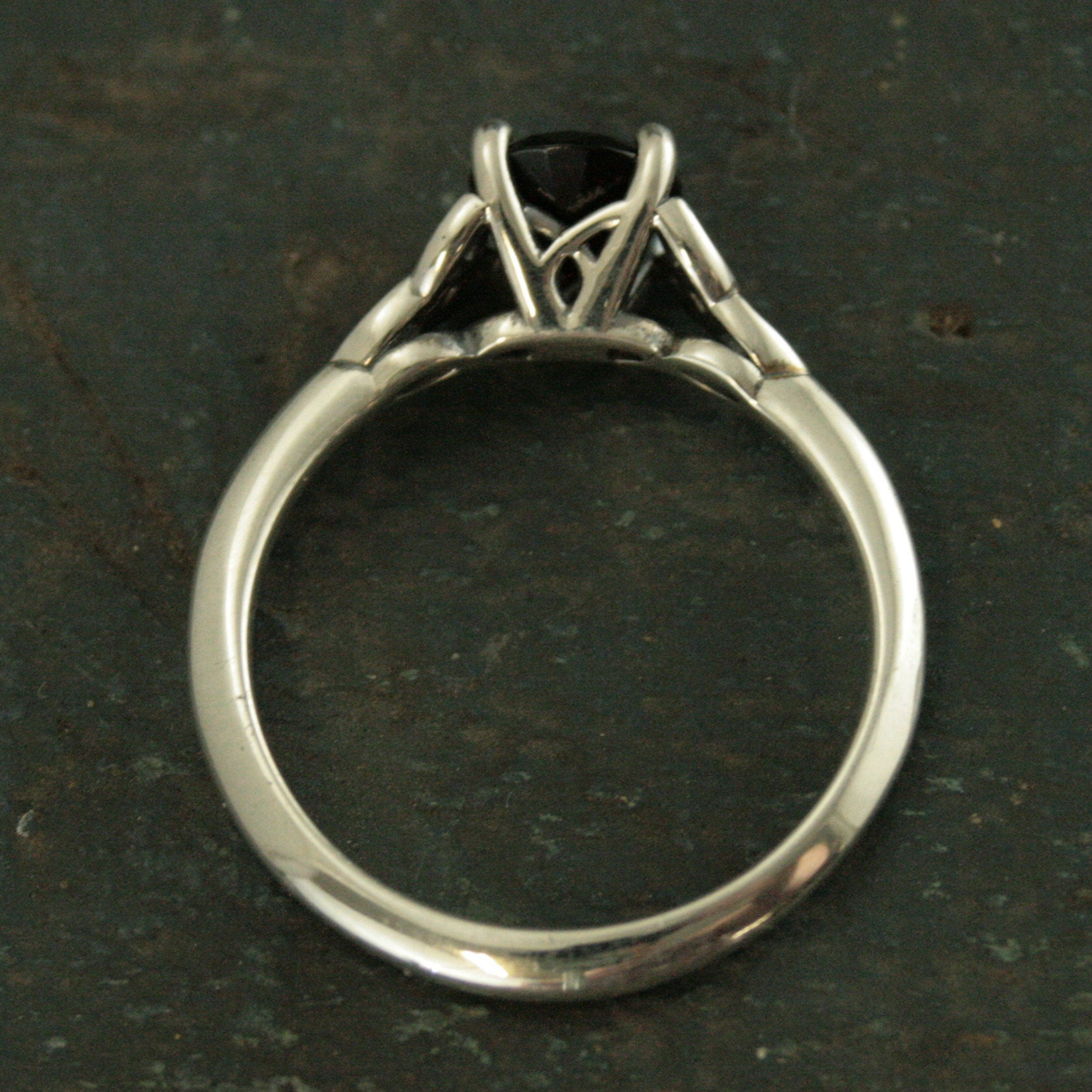 Celtic Ring Onyx Ring Trinity Knot Solitaire Irish Ring Black Stone Ring Celtic Cathedral Faux Black Diamond Ring Triquetra Solitaire Ring