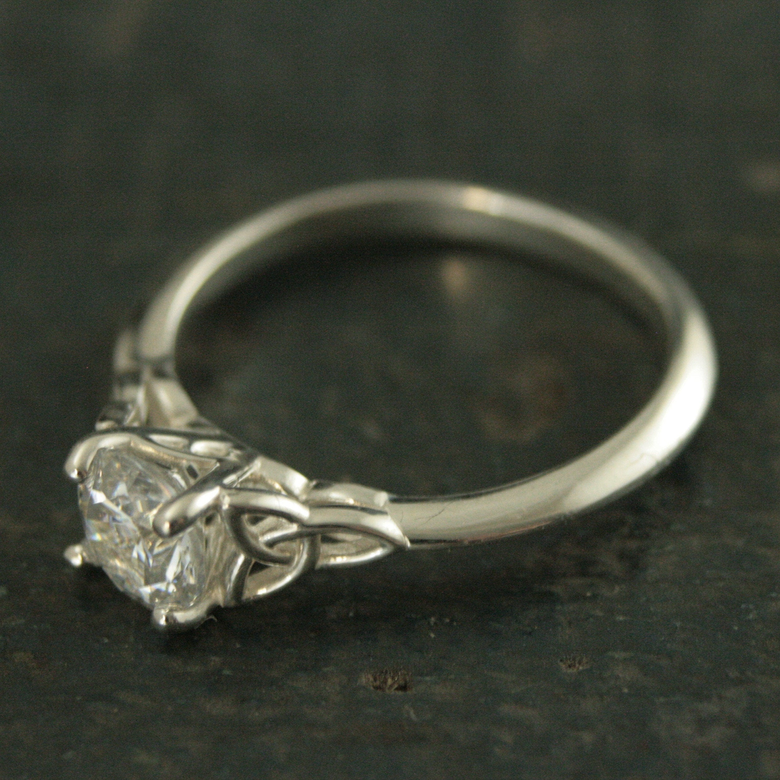 Celtic Cathedral Ring Silver Solitaire Celtic Engagement Ring Trinity Knot Ring Irish Ring Cubic Zirconia Triquetra Ring Moissanite Ring