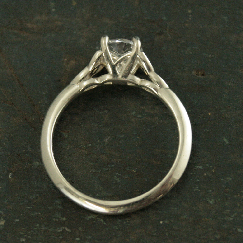 Celtic Cathedral Ring Silver Solitaire Celtic Engagement Ring Trinity Knot Ring Irish Ring Cubic Zirconia Triquetra Ring Moissanite Ring
