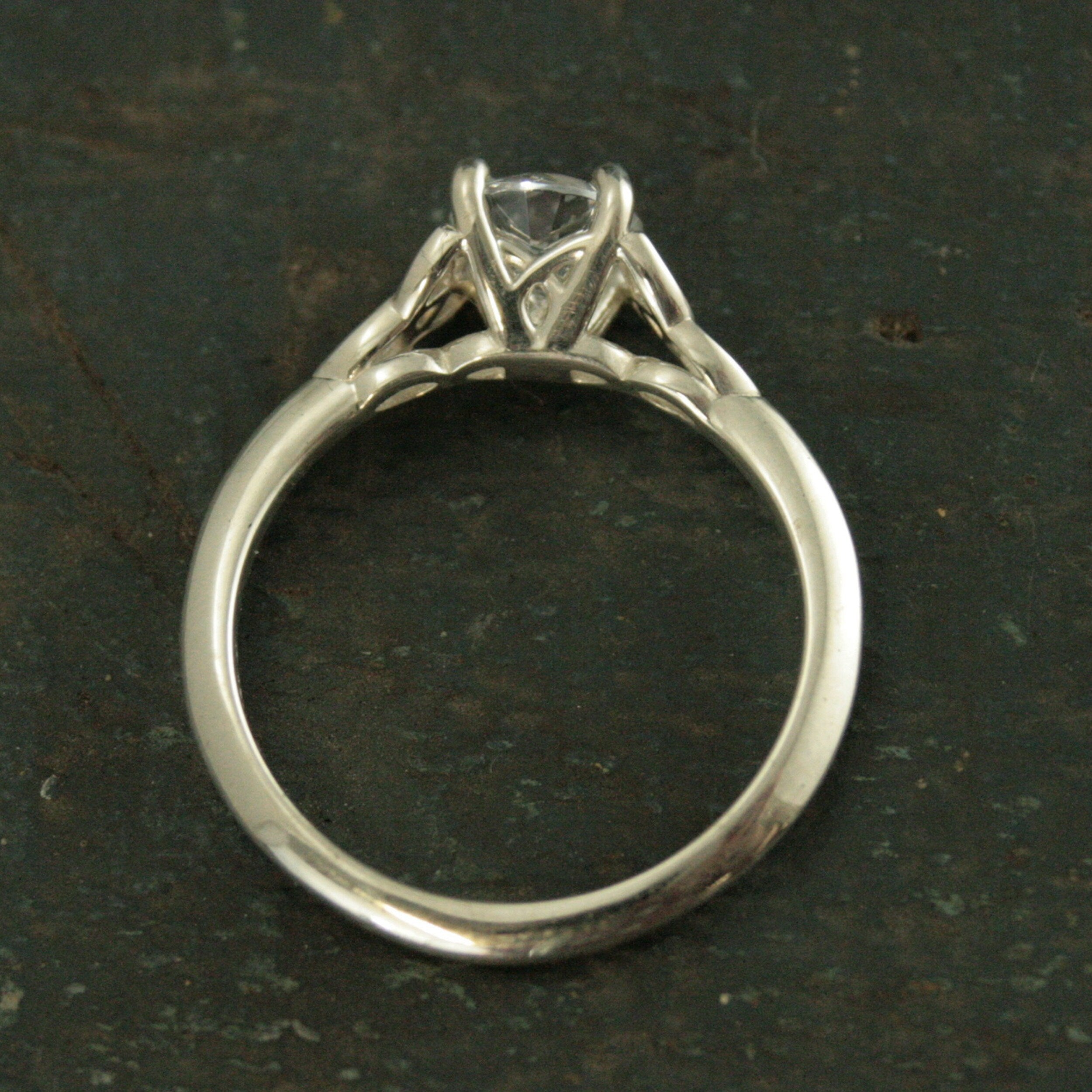 Celtic Cathedral Ring Silver Solitaire Celtic Engagement Ring Trinity Knot Ring Irish Ring Cubic Zirconia Triquetra Ring Moissanite Ring
