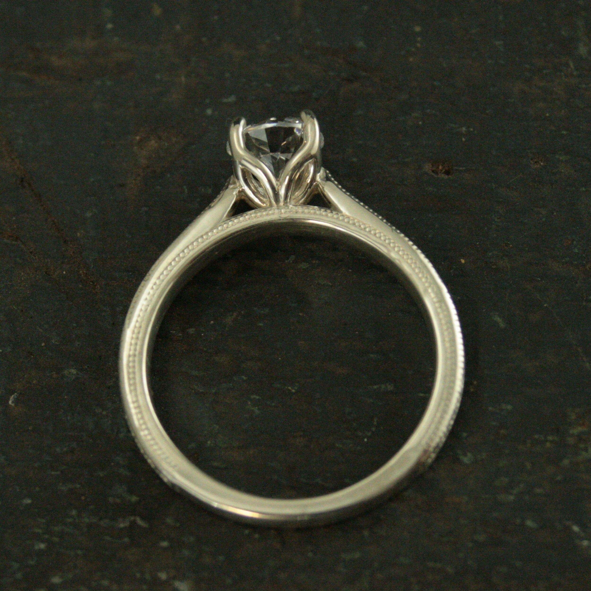 Wheat Solitaire Demeter Goddess of the Harvest Silver Engagement Ring Cathedral Solitaire Silver Moissanite Ring White Topaz Ring Milgraine