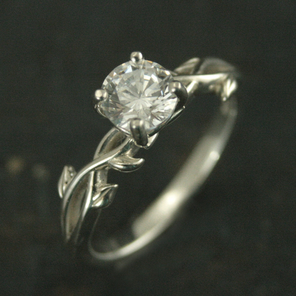 Vine Engagement Ring Castle Vine Ring Silver Engagement Ring Sculptural Solitaire Art Nouveau Ring Nature Ring Woodland Ring Elven Ring