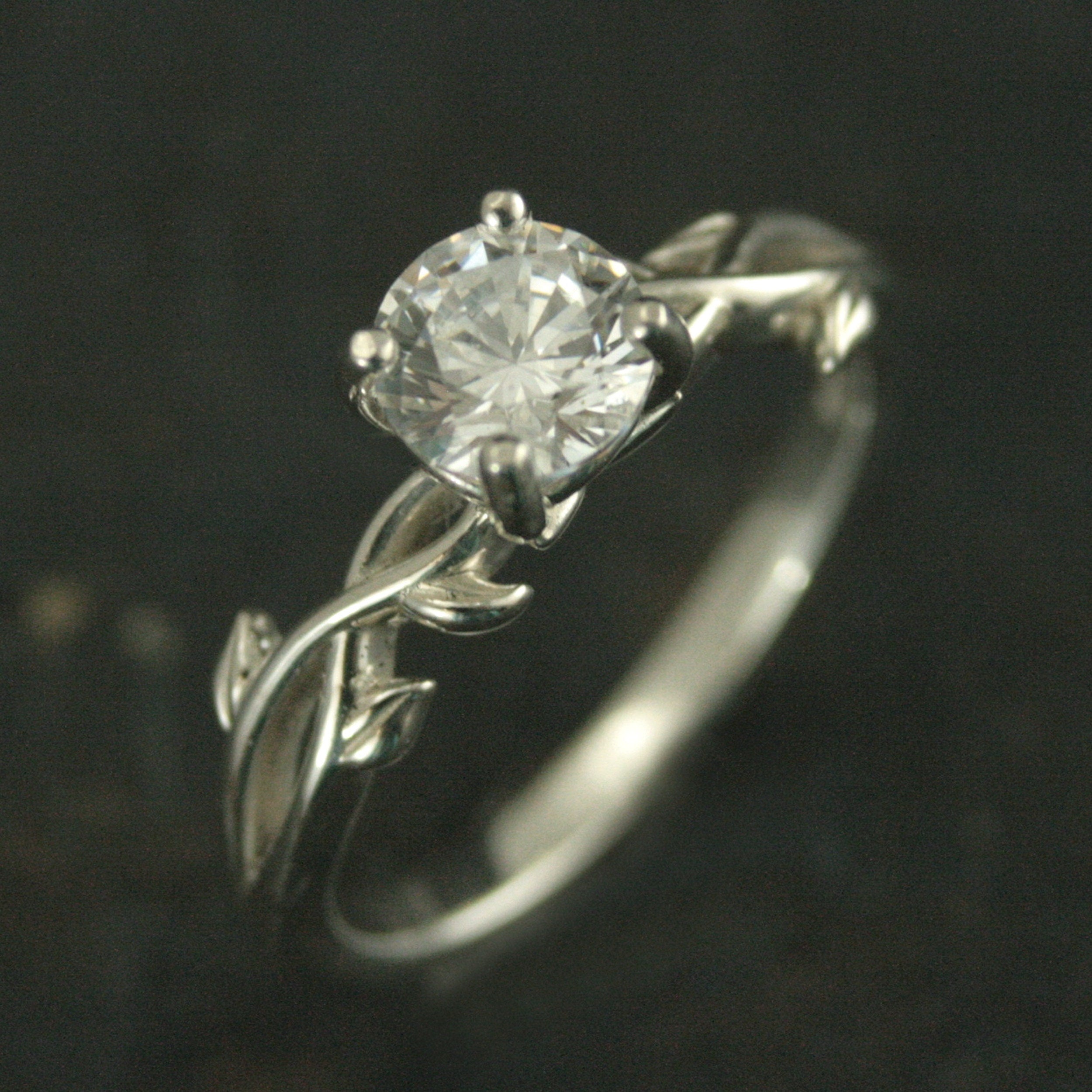 Vine Engagement Ring Castle Vine Ring Silver Engagement Ring Sculptural Solitaire Art Nouveau Ring Nature Ring Woodland Ring Elven Ring