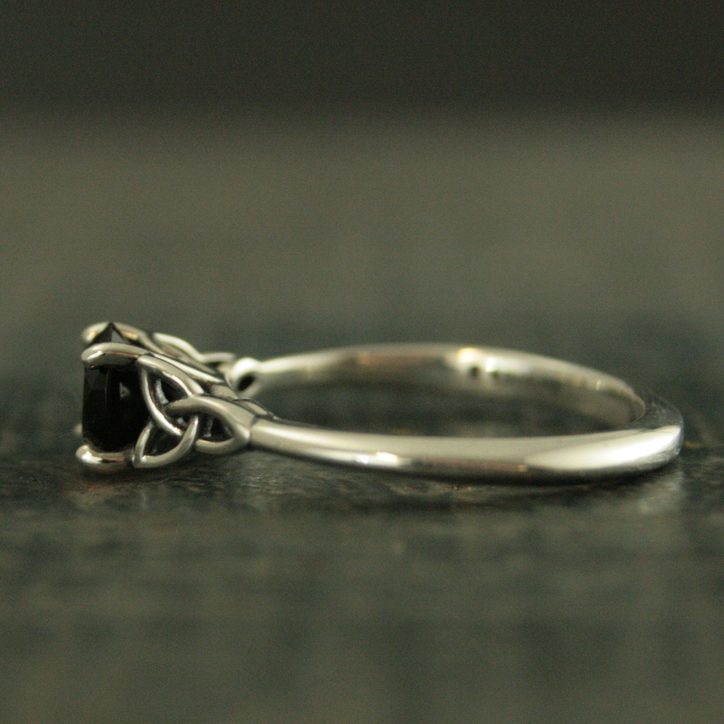 Celtic Ring Onyx Ring Trinity Knot Solitaire Irish Ring Black Stone Ring Celtic Cathedral Faux Black Diamond Ring Triquetra Solitaire Ring