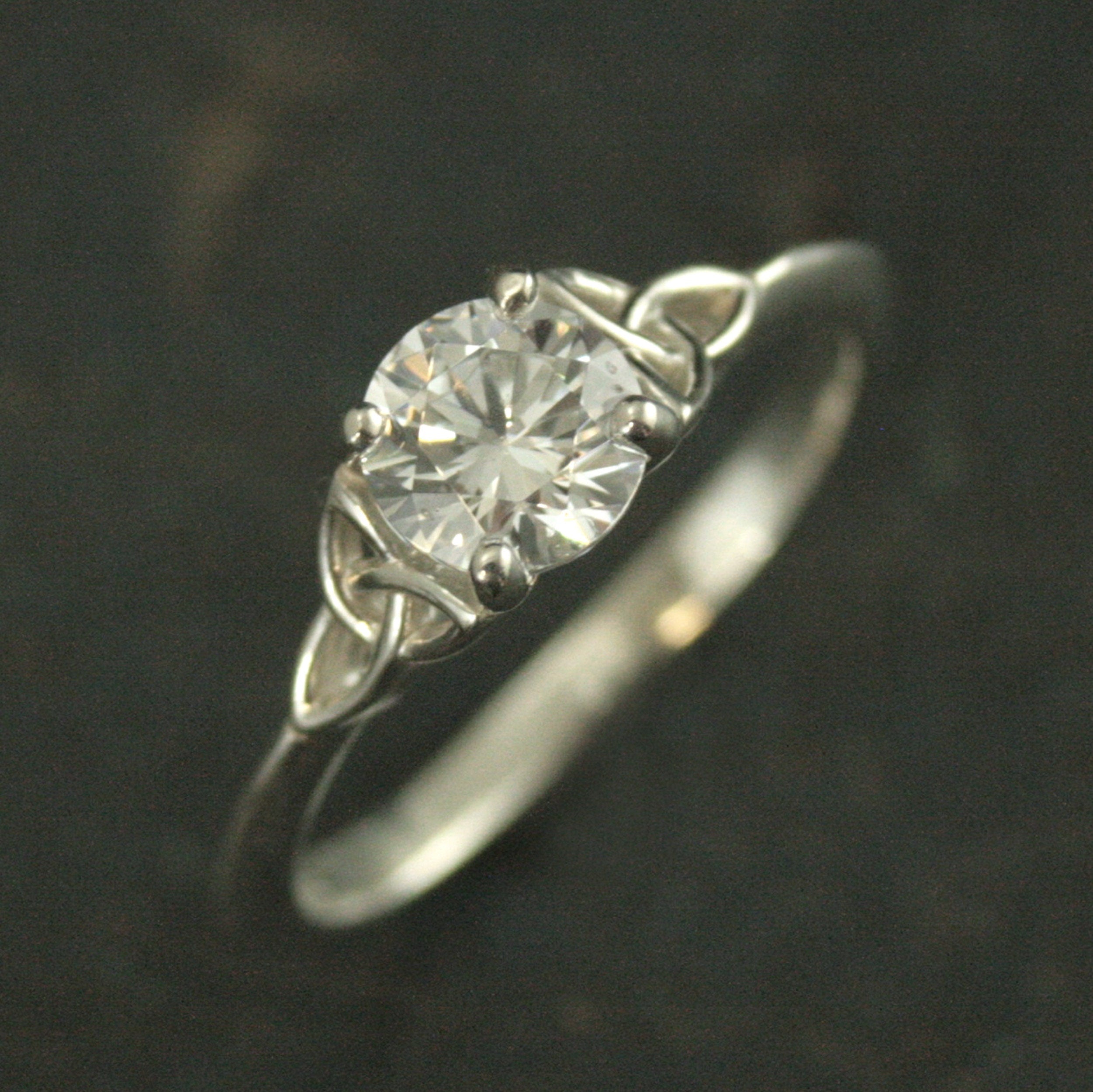 Celtic Cathedral Ring Silver Solitaire Celtic Engagement Ring Trinity Knot Ring Irish Ring Cubic Zirconia Triquetra Ring Moissanite Ring