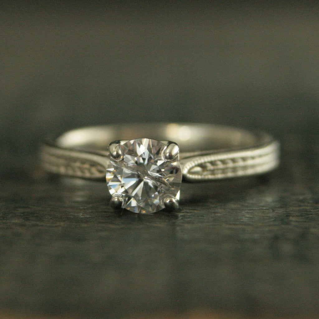 Wheat Solitaire Demeter Goddess of the Harvest Silver Engagement Ring Cathedral Solitaire Silver Moissanite Ring White Topaz Ring Milgraine