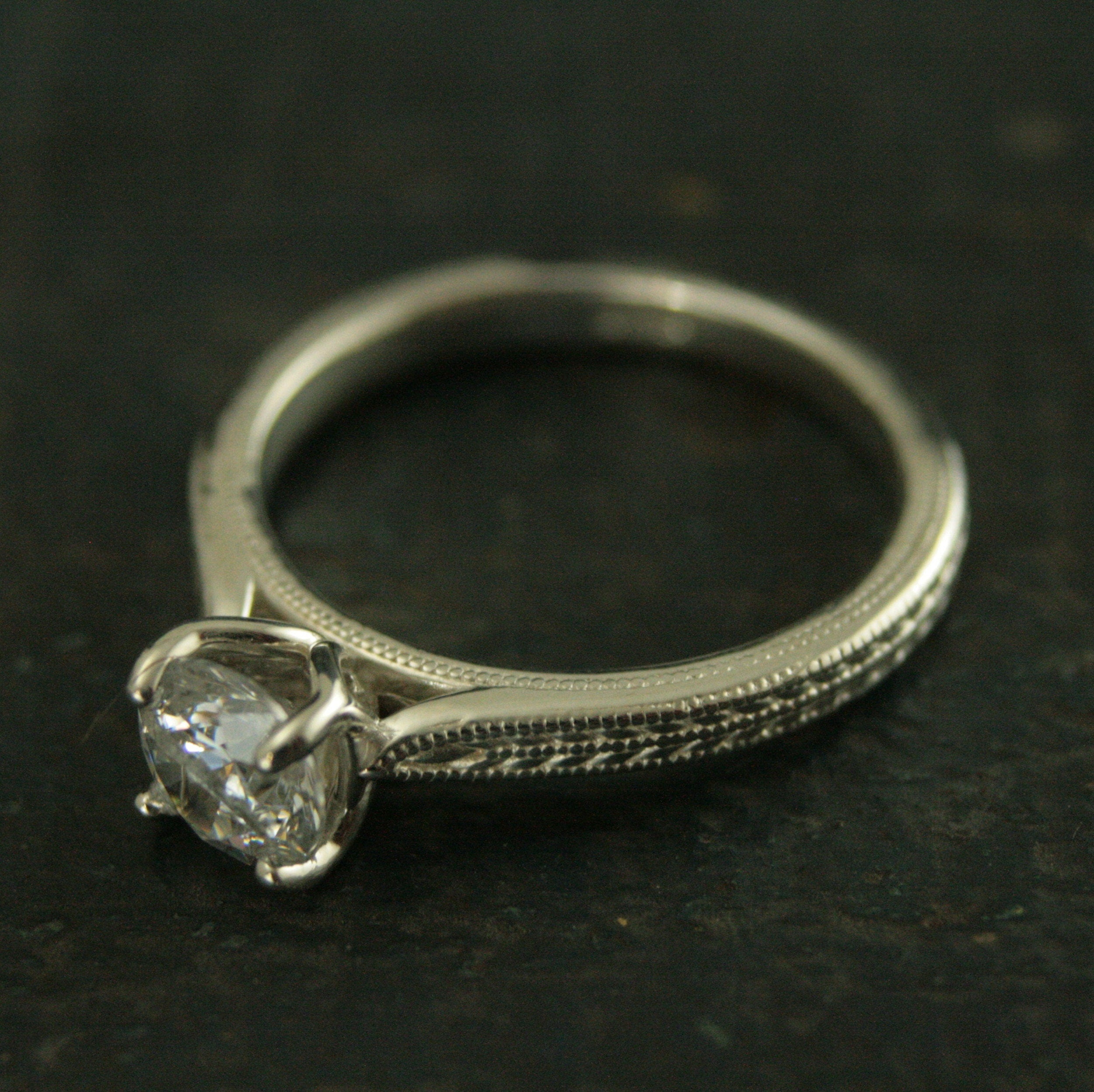 Wheat Solitaire Demeter Goddess of the Harvest Silver Engagement Ring Cathedral Solitaire Silver Moissanite Ring White Topaz Ring Milgraine