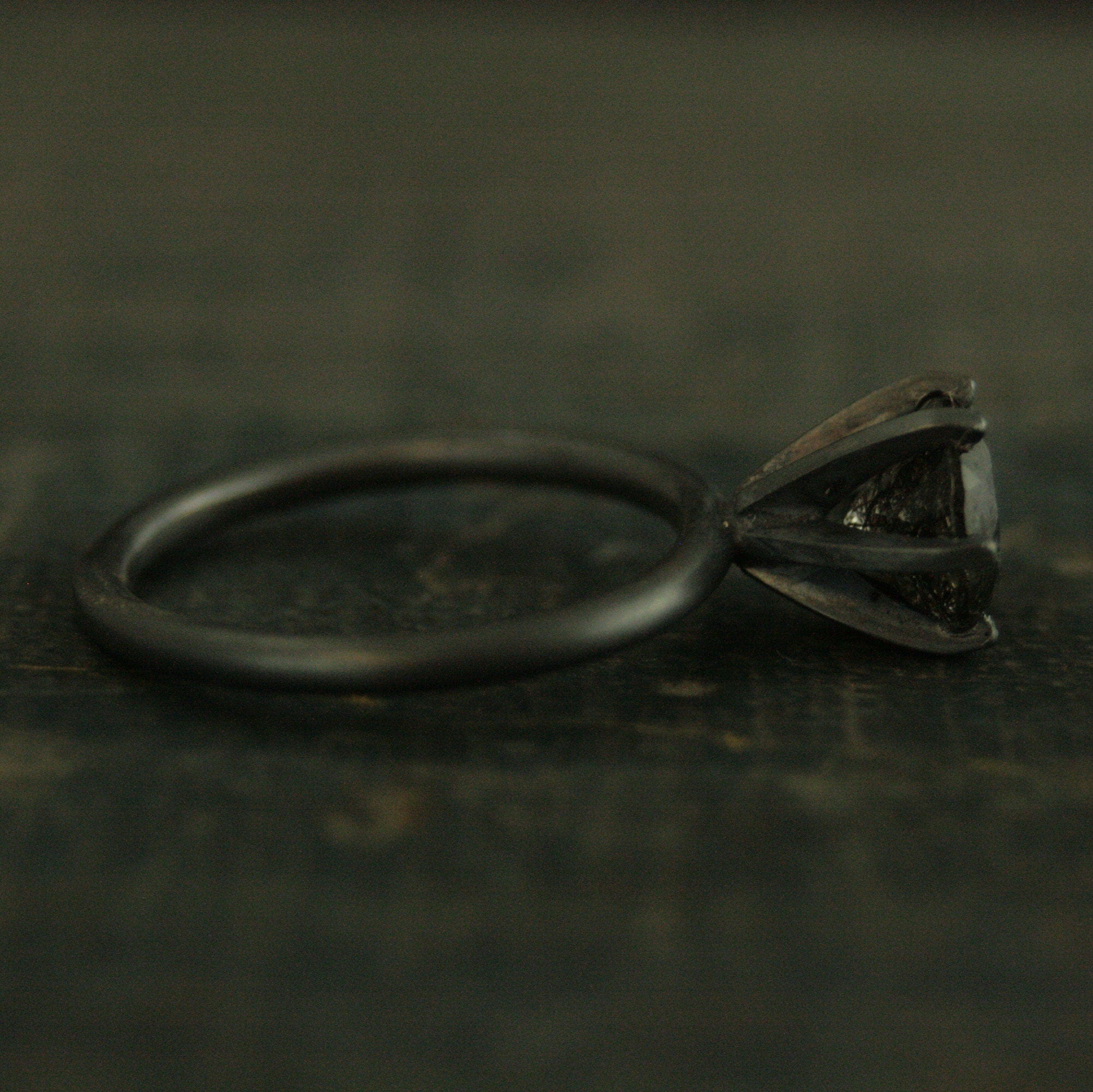 HUGE Rutilated Quartz Ring Handmade Solitaire Black Silver Ring 8mm Black Tourmalinated Quartz Ring 6 Prong Setting on 2mm Full Round Band