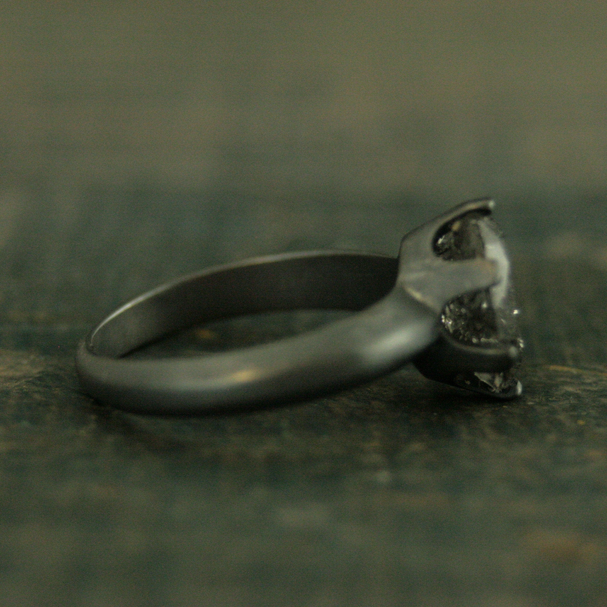 Oval Rutilated Quartz Black Ring Oval Black Tourmalinated Quartz Solitaire Six Prong Setting Crown Prongs Black Oxidized Silver Ring Unique