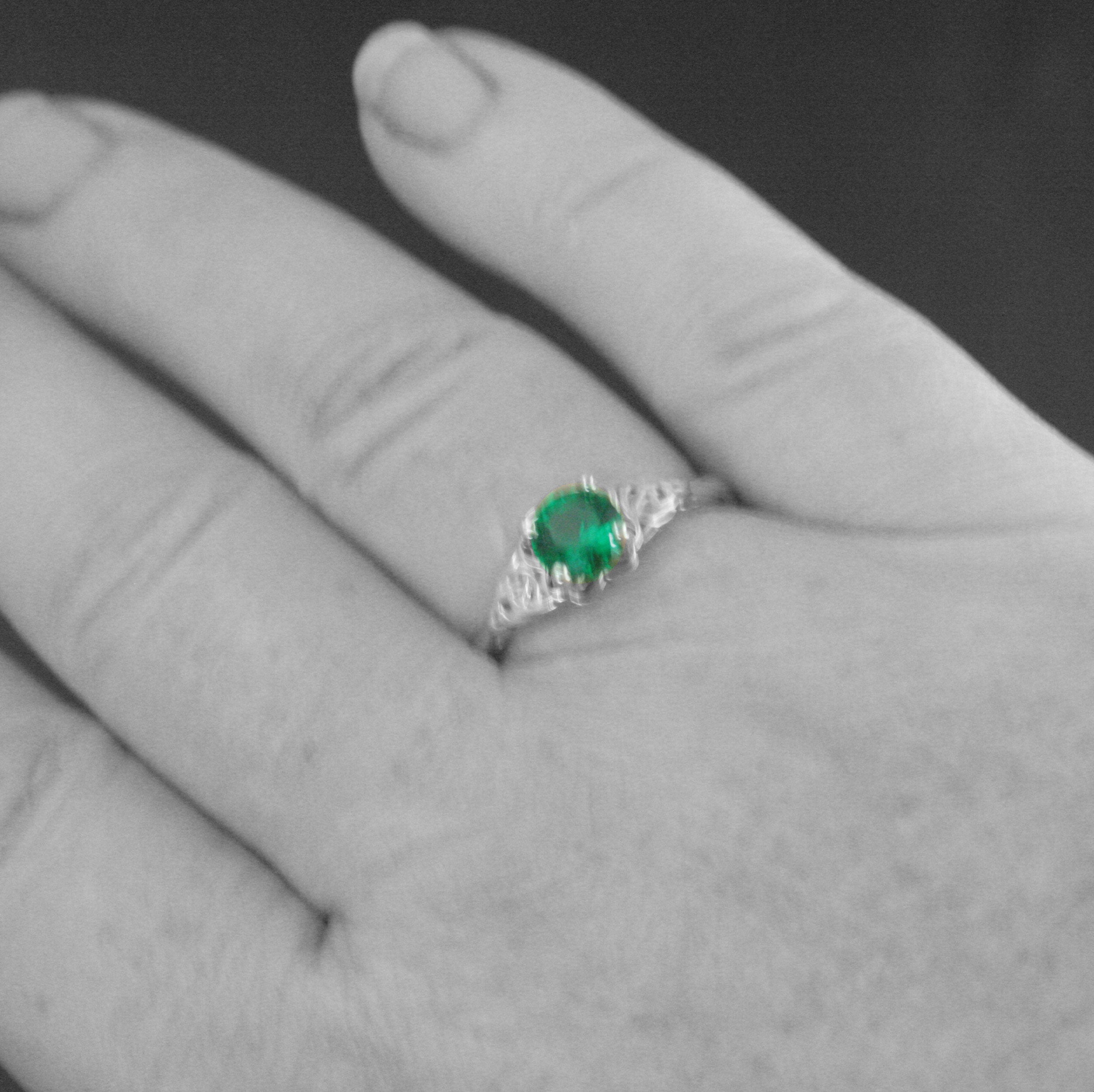 Green Celtic Ring Emerald Ring May Birthstone St. Patrick's Day Ring Trillion Ring Irish Engagement Ring Green Stone Ring Celtic Knot Ring
