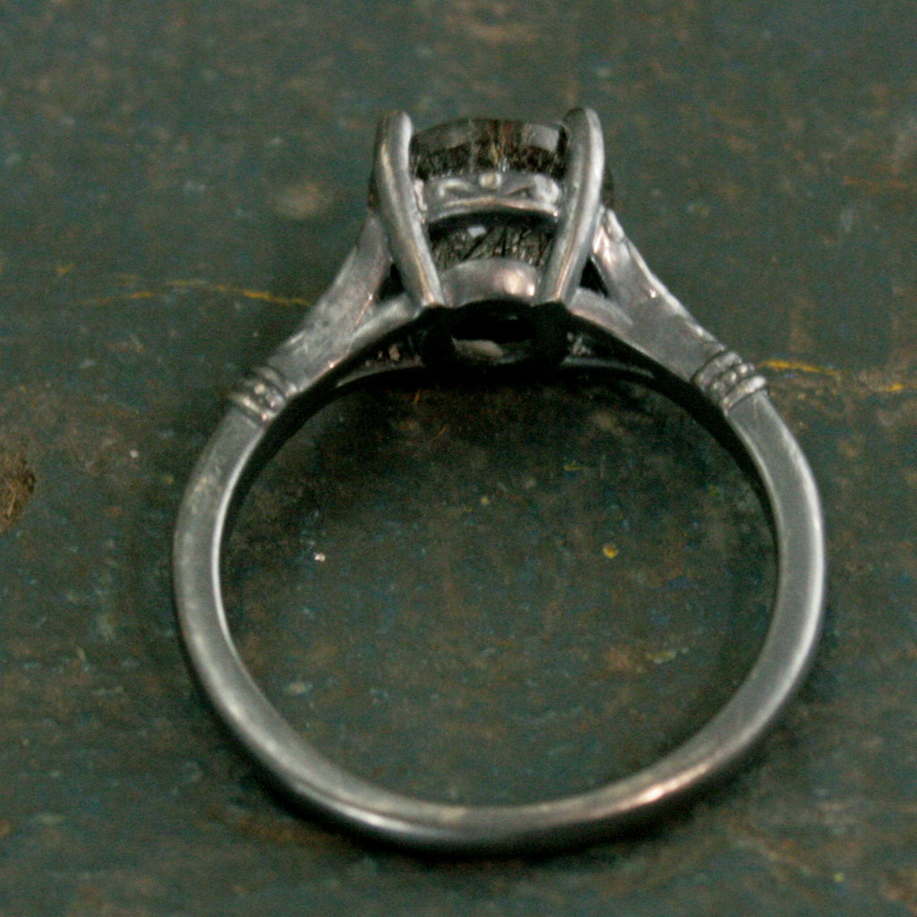 Black Tourmalinated Quartz Ring Black Rutilated Quartz Ring Oxidized Silver Ring Unique Engagement Ring Black Silver Ring Gothic Elsa Ring