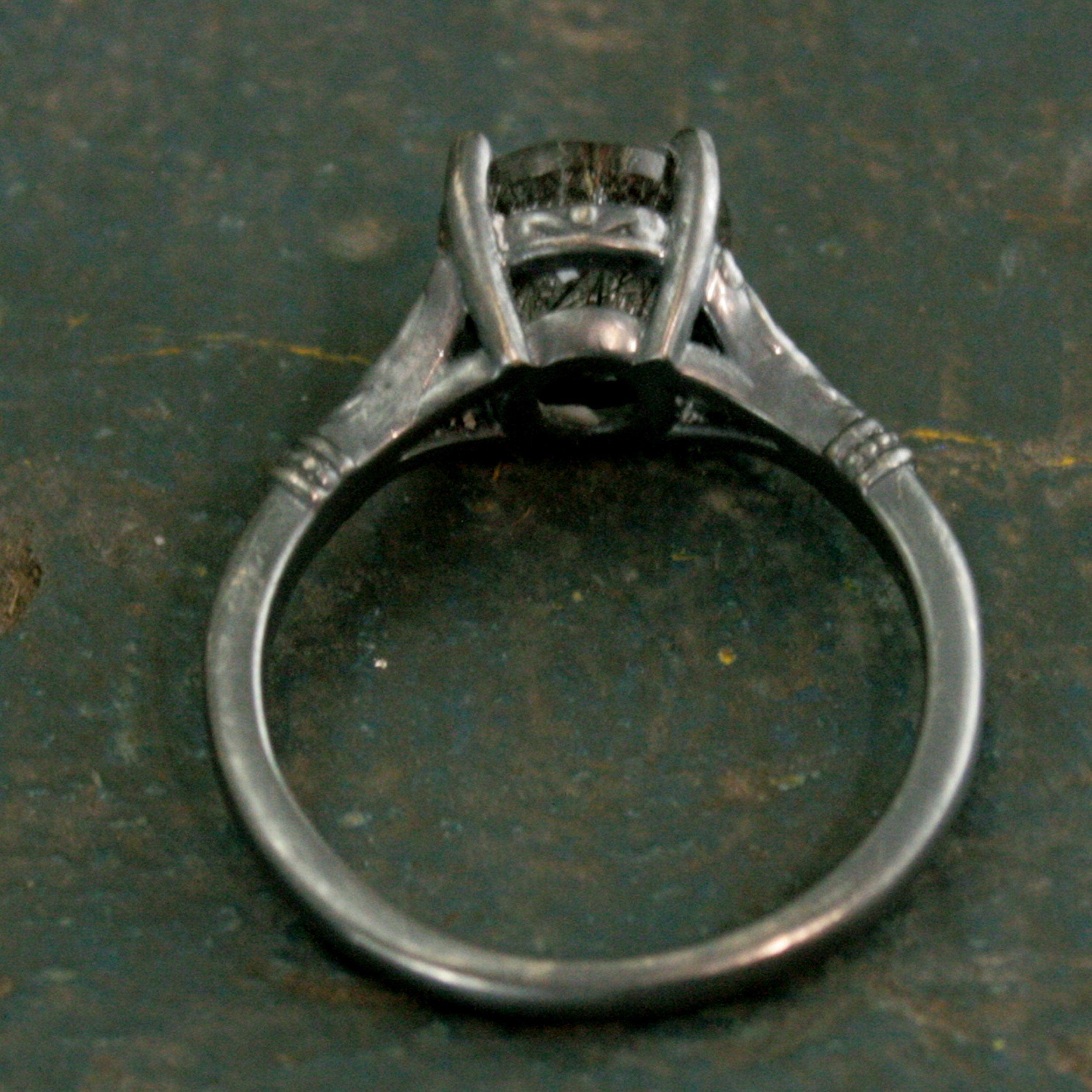 Black Tourmalinated Quartz Ring Black Rutilated Quartz Ring Oxidized Silver Ring Unique Engagement Ring Black Silver Ring Gothic Elsa Ring