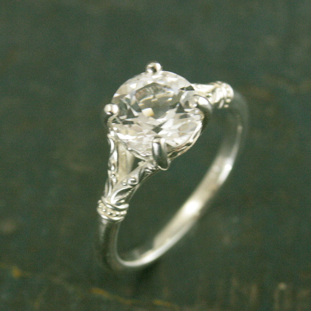 Elsa Ring Sterling Silver Split Shank Solitaire 8mm Stone Arendelle Design Frozen Ring Cocktail Ring Large Stone Solitaire Moissanite