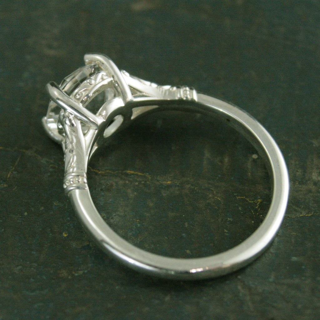 Elsa Ring Sterling Silver Split Shank Solitaire 8mm Stone Arendelle Design Frozen Ring Cocktail Ring Large Stone Solitaire Moissanite