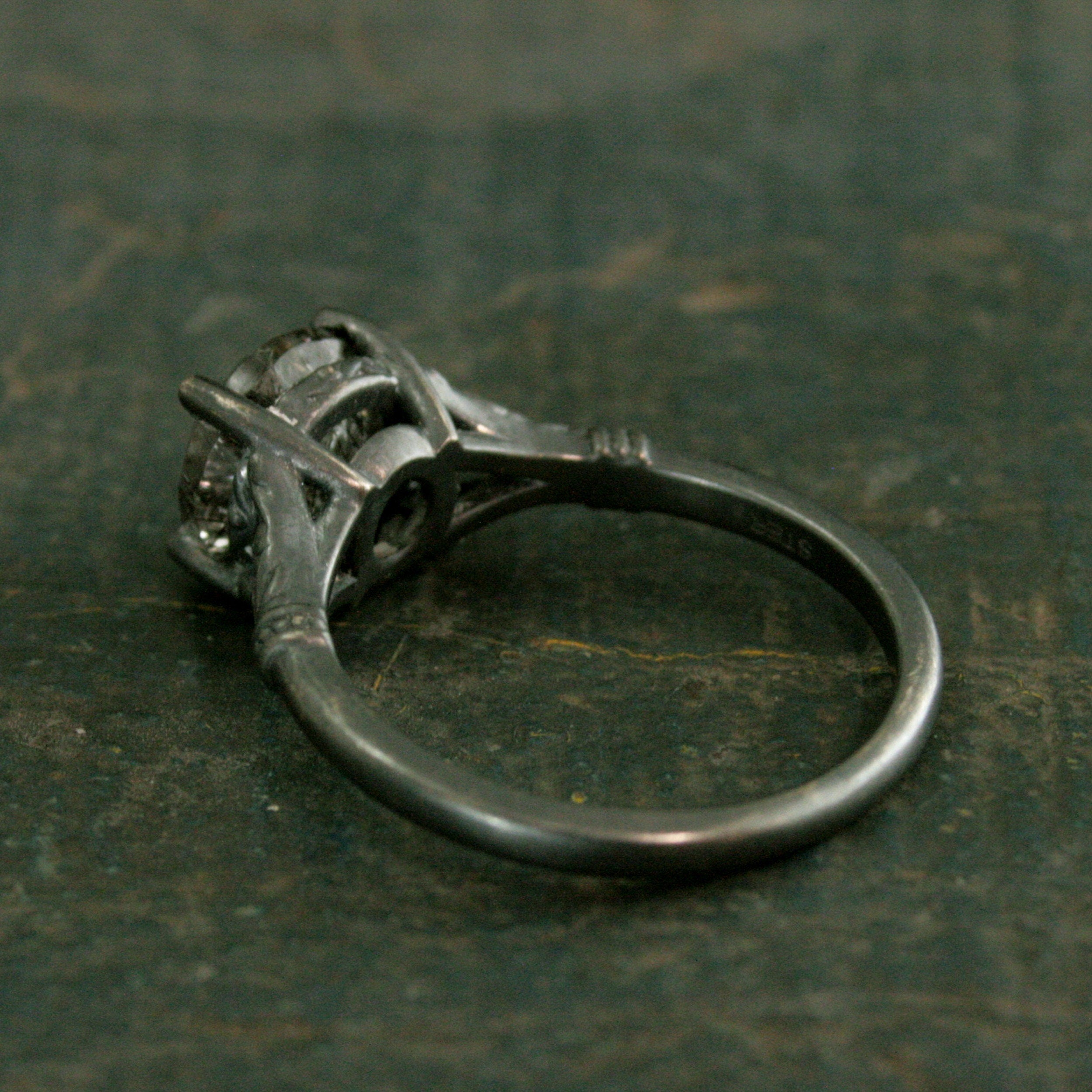 Black Tourmalinated Quartz Ring Black Rutilated Quartz Ring Oxidized Silver Ring Unique Engagement Ring Black Silver Ring Gothic Elsa Ring