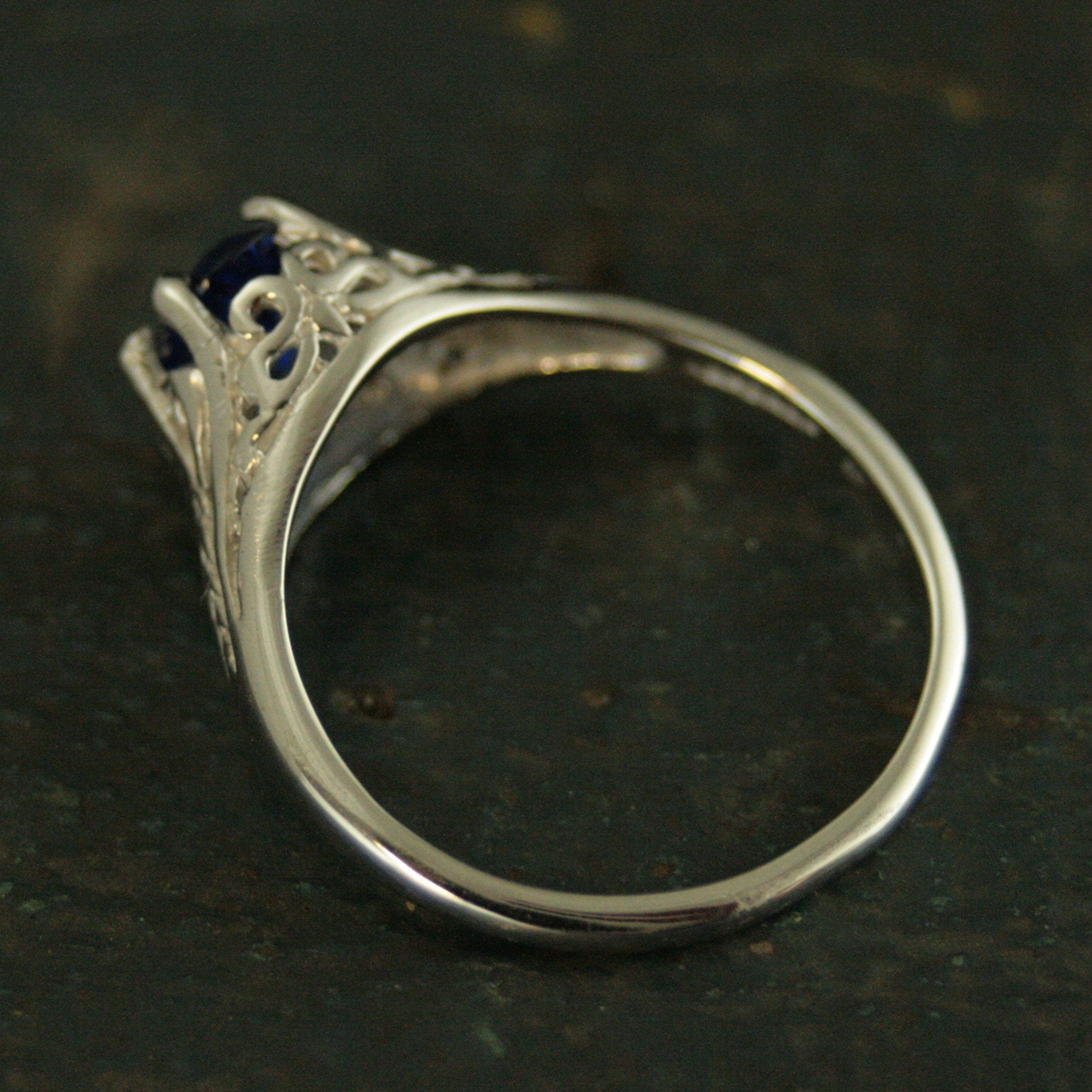 Silver Oval Sapphire Ring Aurora Filigree Antique Style Ring Vintage Style September Birthstone Ring Unique Engagement Ring Filigree