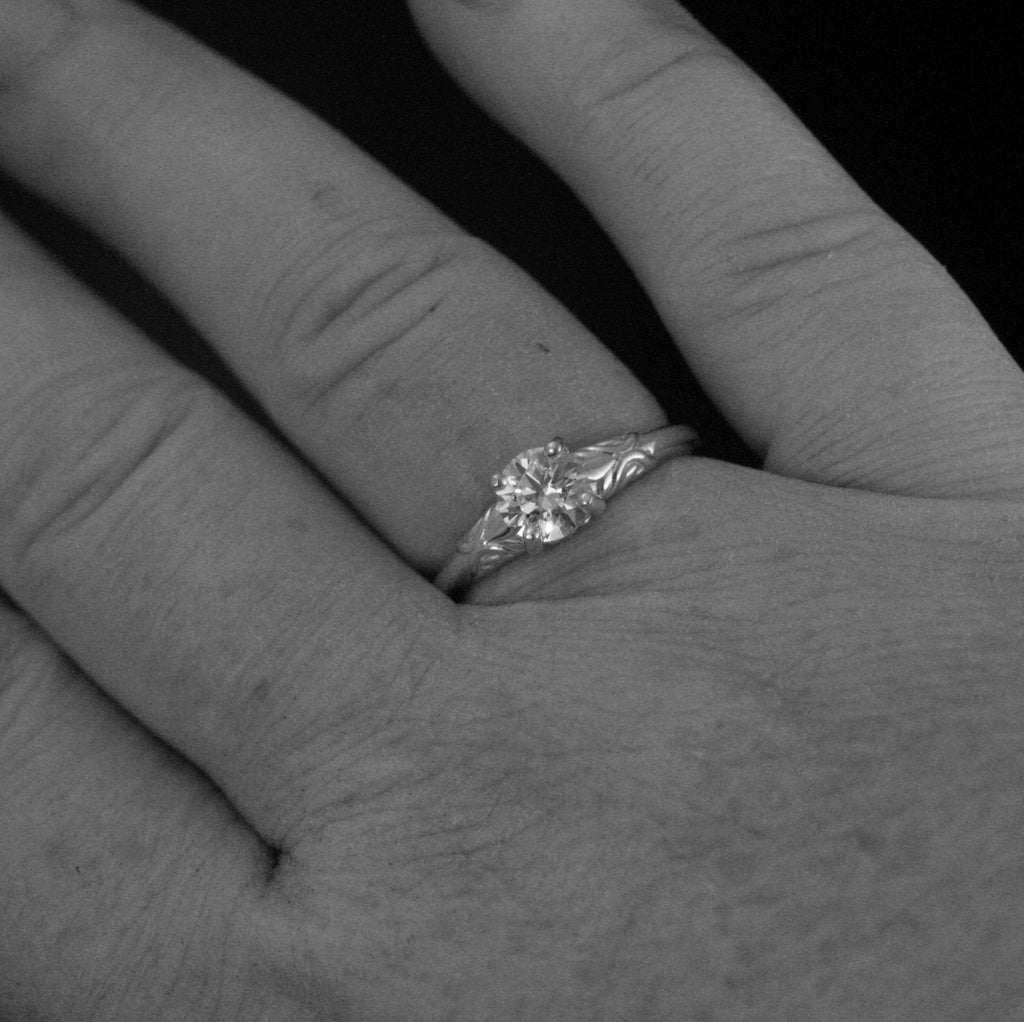 Art Nouveau Engagement Ring Silver Solitaire The Secret Garden Mary Lennox Sculptural Solitaire Ring Vine Design Engagement or Promise Ring