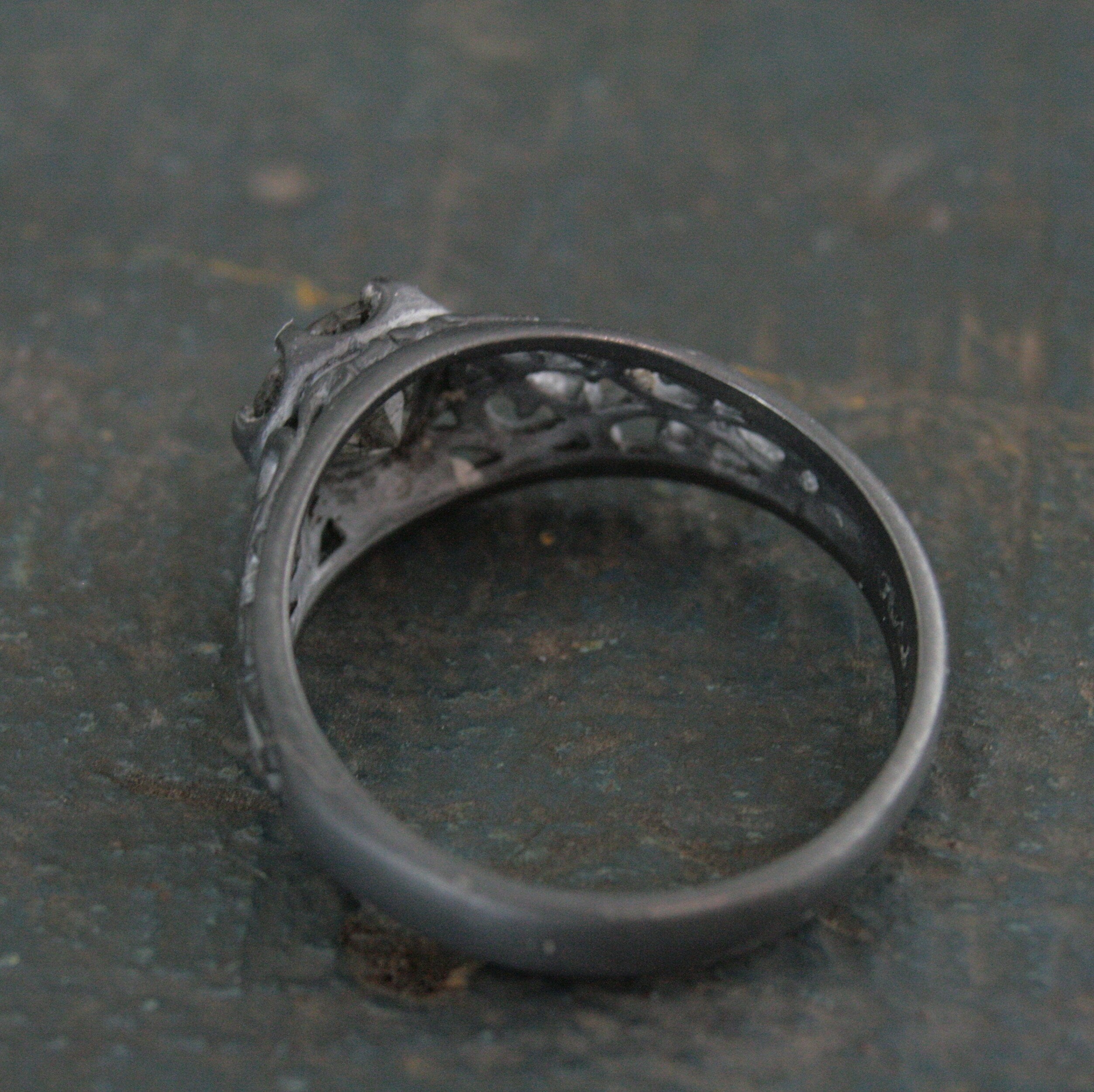 Black Rutilated Quartz Ring Maleficent Oxidized Black Ring Filigree Ring Gothic Ring Alternative Engagement Ring Black Silver Cocktail Ring