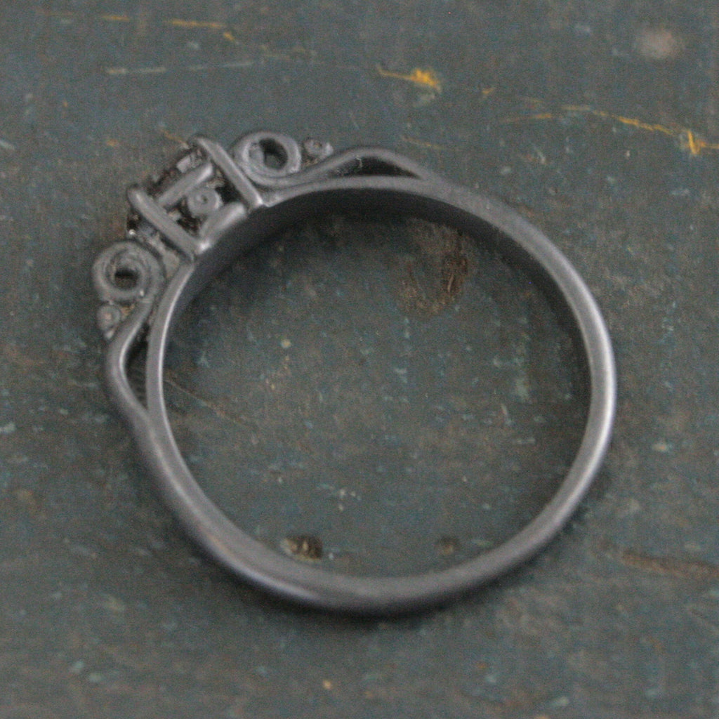 Black Rutilated Quartz Ring Dark Princess Black Tourmalinated Quartz Ring Unique Oxidized Black Silver Ring Facetted Rutilated Quartz Ring