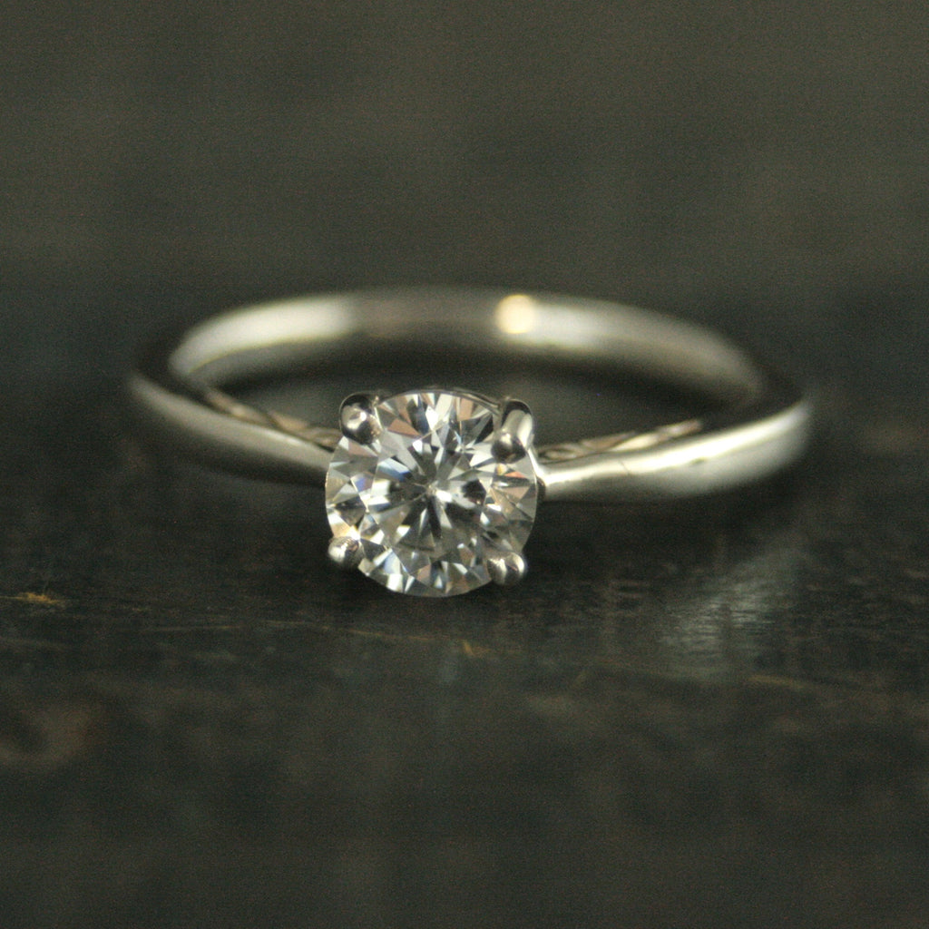 Silver Solitaire Infinity Scroll Ring Inlaid Detail Ring Moissanite Ring Cubic Zirconia Ring White Topaz Ring White Sapphire Ring Art Deco
