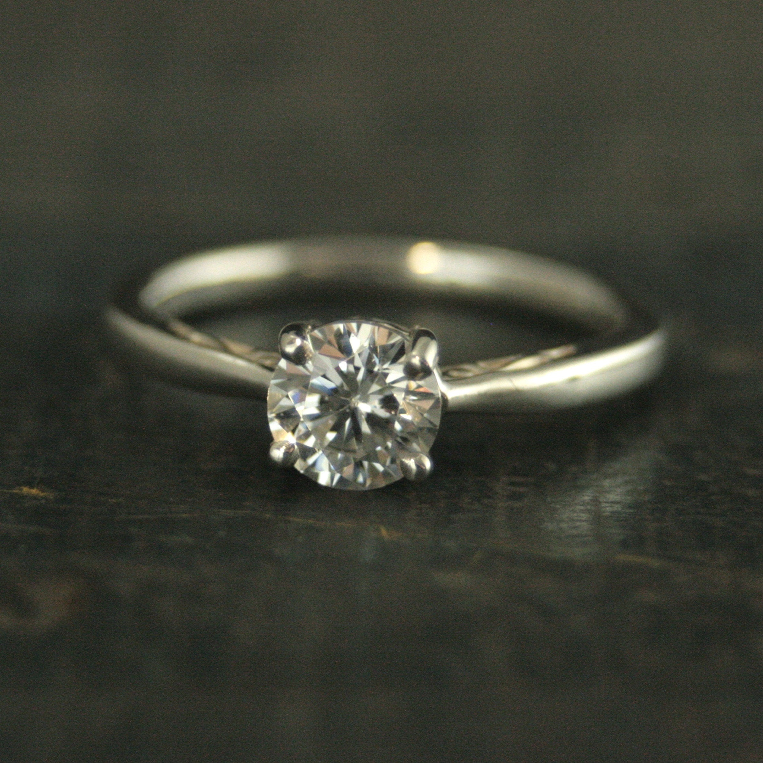 Silver Solitaire Infinity Scroll Ring Inlaid Detail Ring Moissanite Ring Cubic Zirconia Ring White Topaz Ring White Sapphire Ring Art Deco