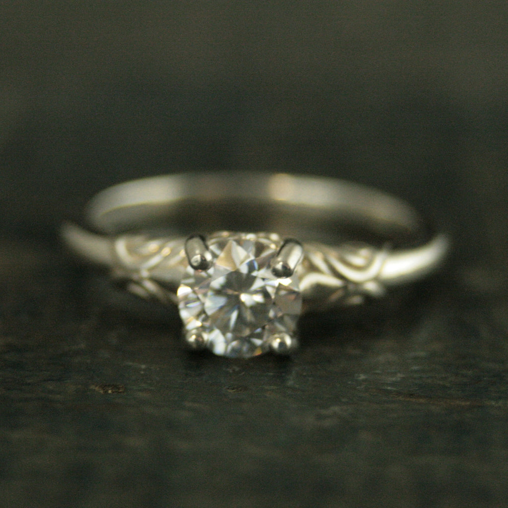 Art Nouveau Engagement Ring Silver Solitaire The Secret Garden Mary Lennox Sculptural Solitaire Ring Vine Design Engagement or Promise Ring