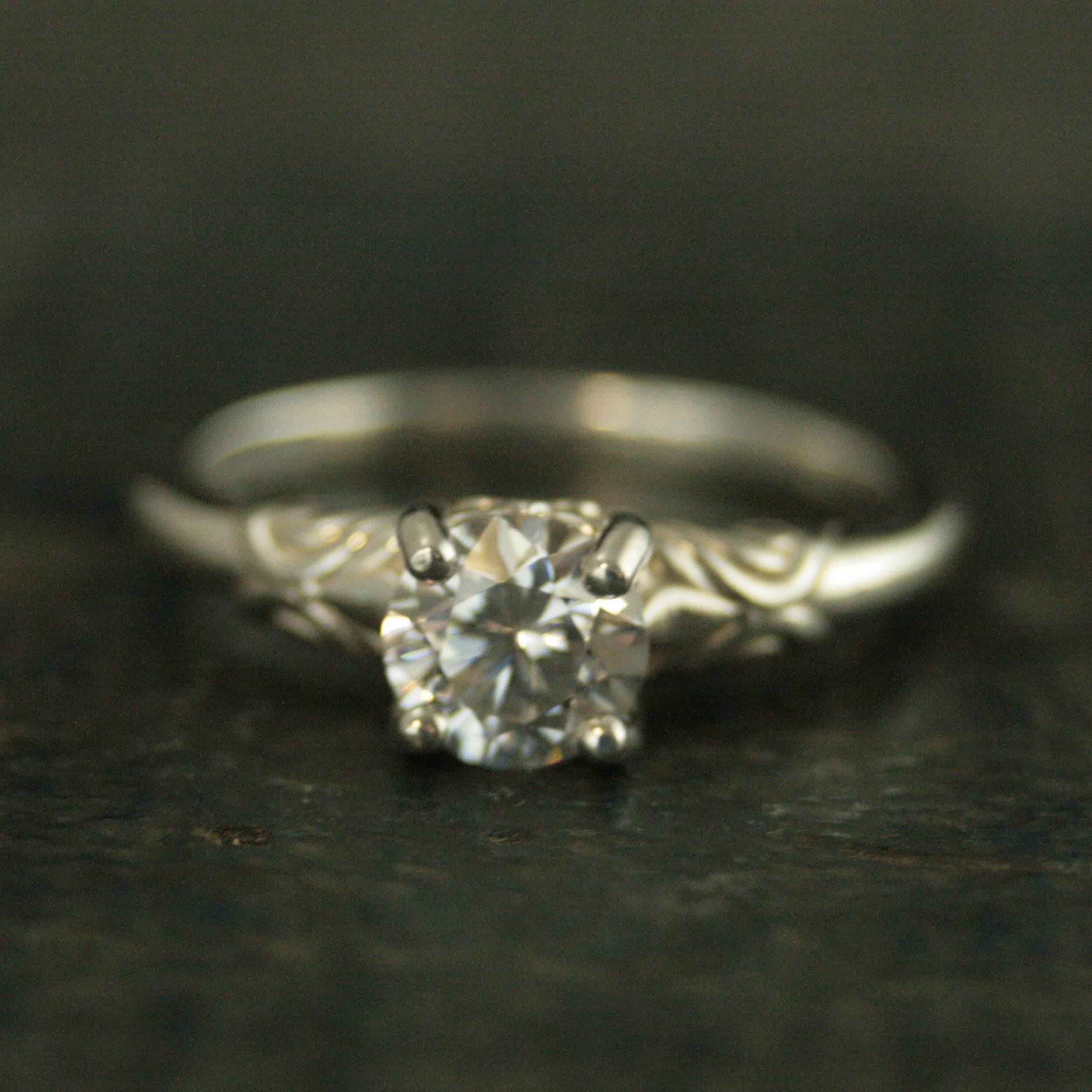 Art Nouveau Engagement Ring Silver Solitaire The Secret Garden Mary Lennox Sculptural Solitaire Ring Vine Design Engagement or Promise Ring
