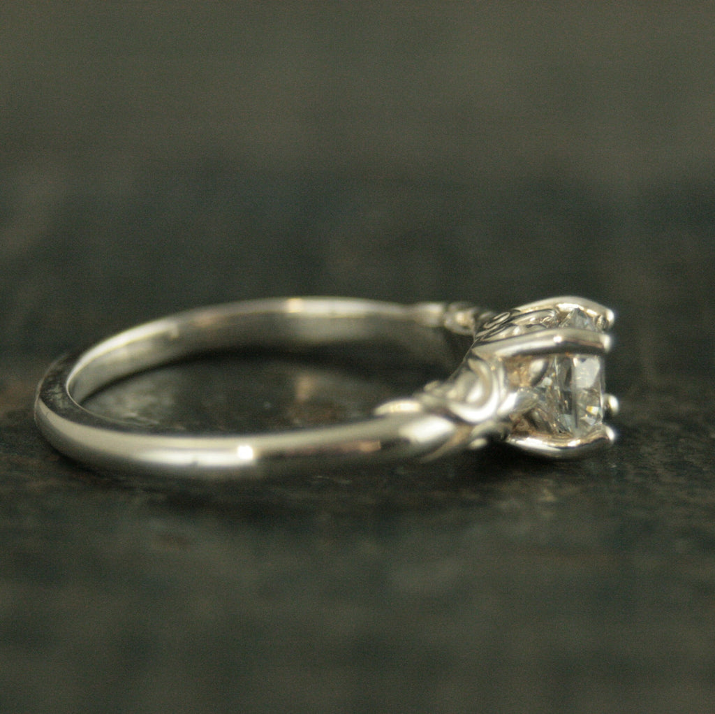 Art Nouveau Engagement Ring Silver Solitaire The Secret Garden Mary Lennox Sculptural Solitaire Ring Vine Design Engagement or Promise Ring