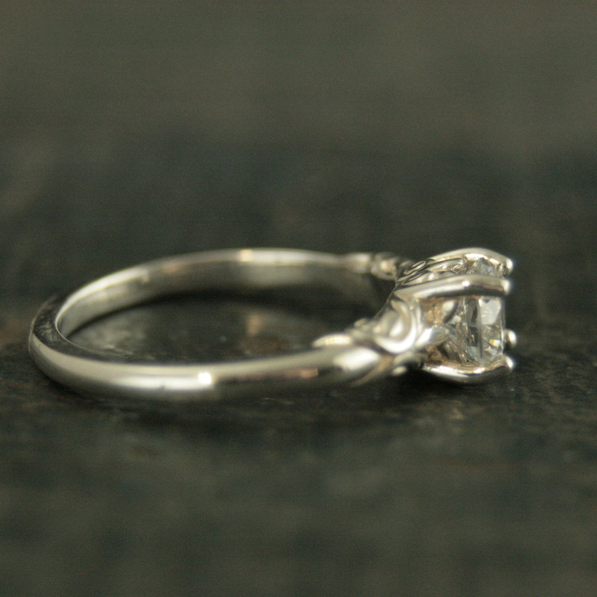 Art Nouveau Engagement Ring Silver Solitaire The Secret Garden Mary Lennox Sculptural Solitaire Ring Vine Design Engagement or Promise Ring
