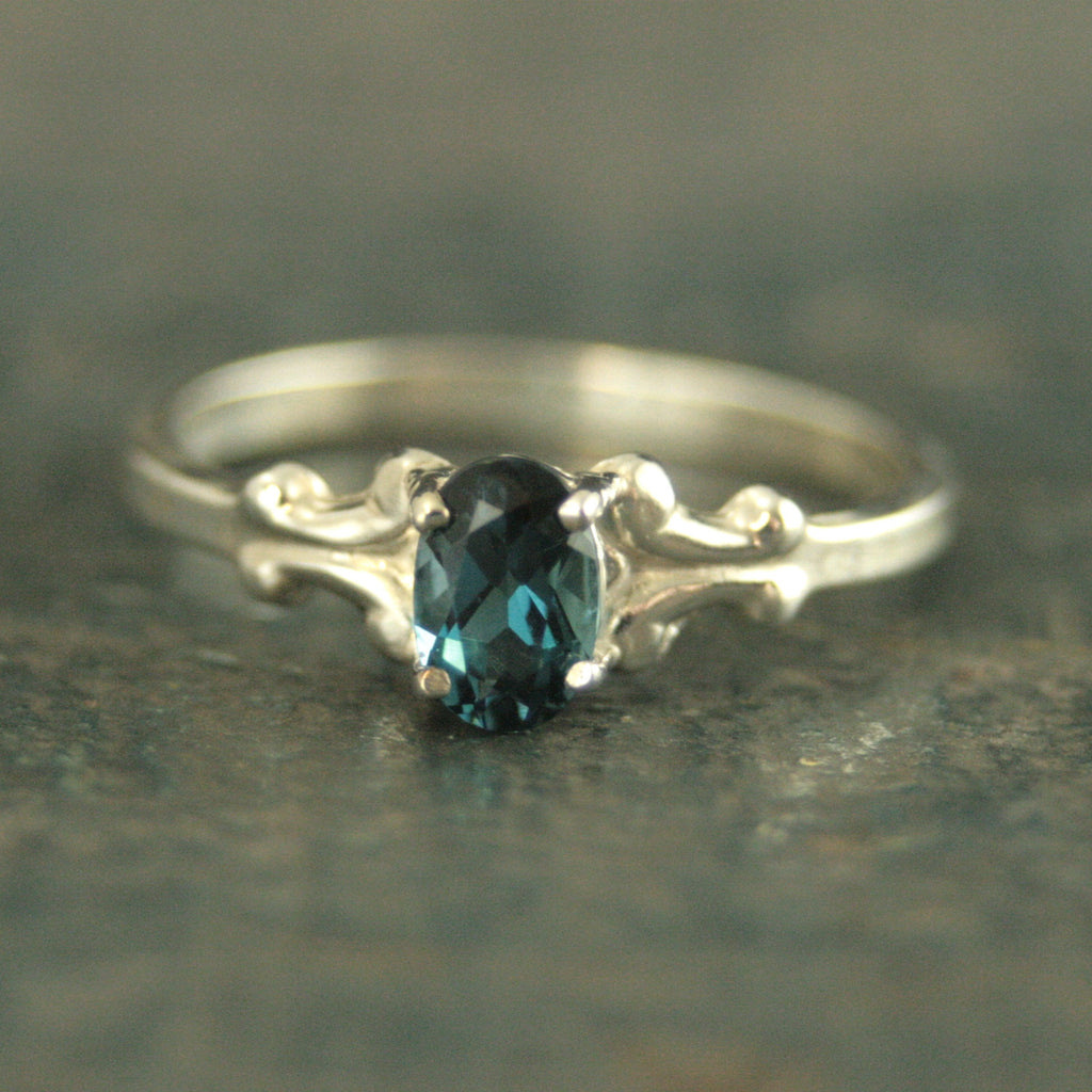 Birthstone Ring Oval Ring 6x4 Baroque Scroll Setting Gift for Her Daughter Gift Sweet Sixteen Ring Choose your Stone Genuine and Imitation