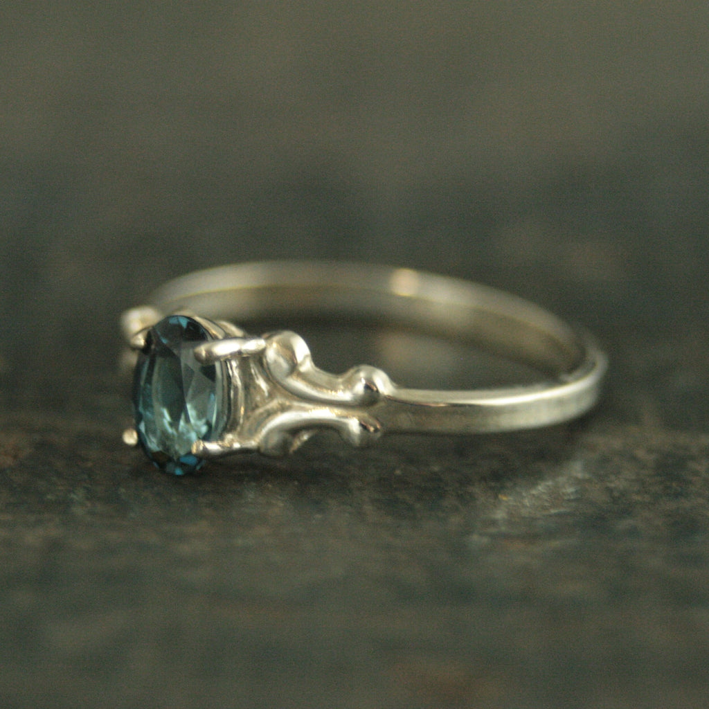 Birthstone Ring Oval Ring 6x4 Baroque Scroll Setting Gift for Her Daughter Gift Sweet Sixteen Ring Choose your Stone Genuine and Imitation