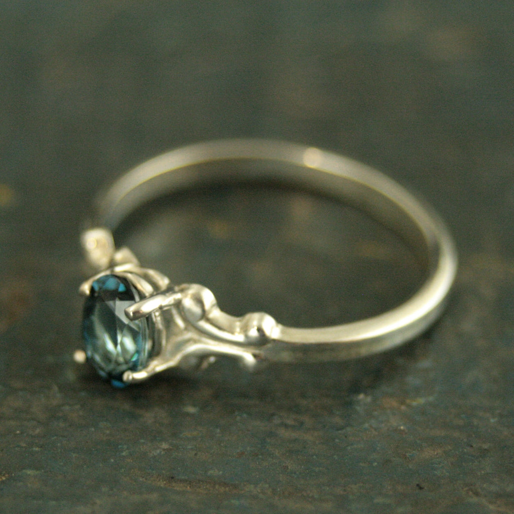 Birthstone Ring Oval Ring 6x4 Baroque Scroll Setting Gift for Her Daughter Gift Sweet Sixteen Ring Choose your Stone Genuine and Imitation
