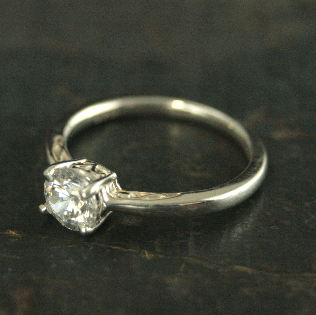 Silver Solitaire Infinity Scroll Ring Inlaid Detail Ring Moissanite Ring Cubic Zirconia Ring White Topaz Ring White Sapphire Ring Art Deco