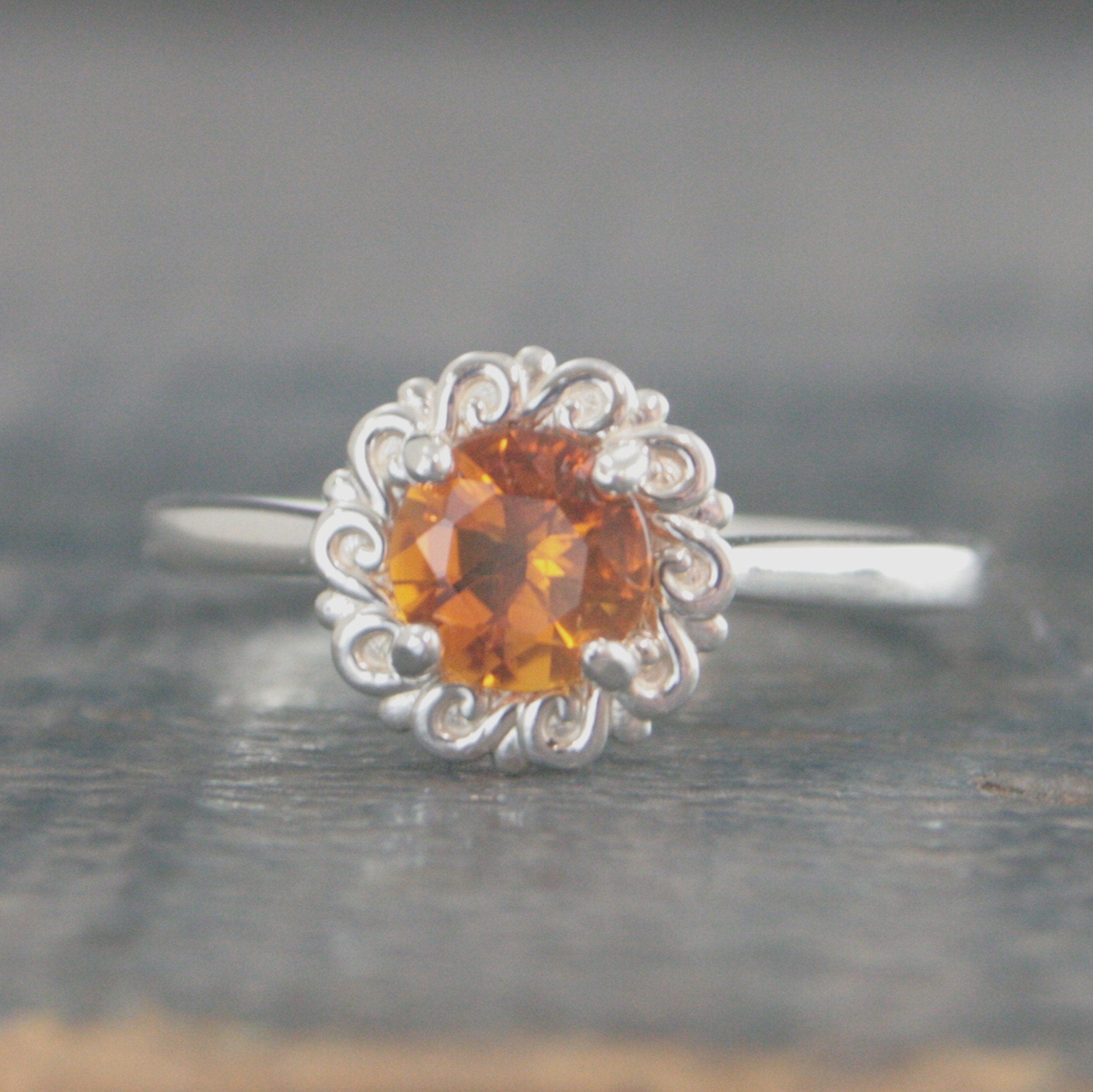 Solar Ring Citrine Ring November Birthstone Ring Sunburst Halo Ring Citrine Solitaire Swirling Halo Ring Dark Souls Solaire Ring Gamer