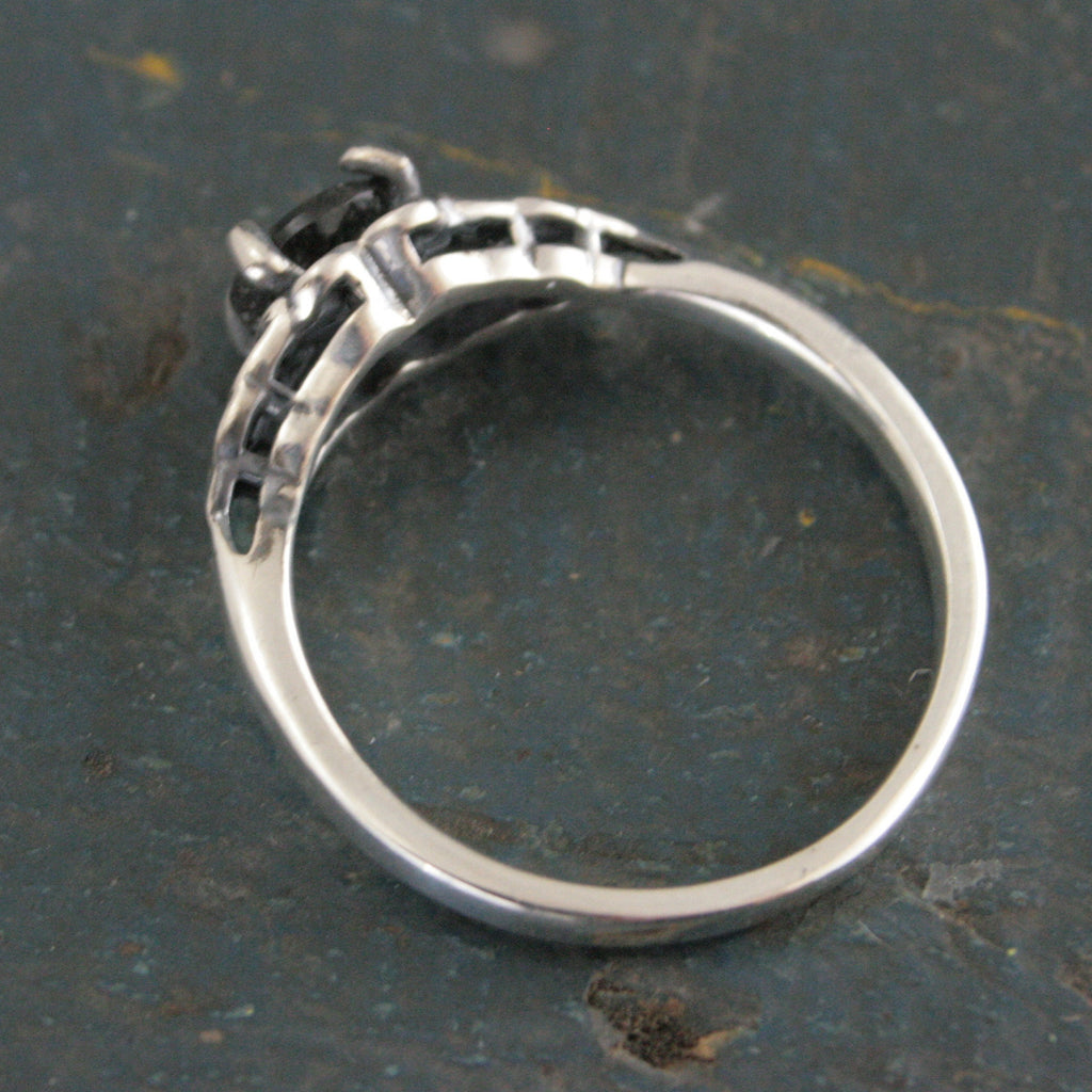 Celtic Ring with Black Rutilated Quartz Ring Celtic Knot Engagement Ring Scottish Ring Irish Ring Black Tourmalinated Quartz Ring