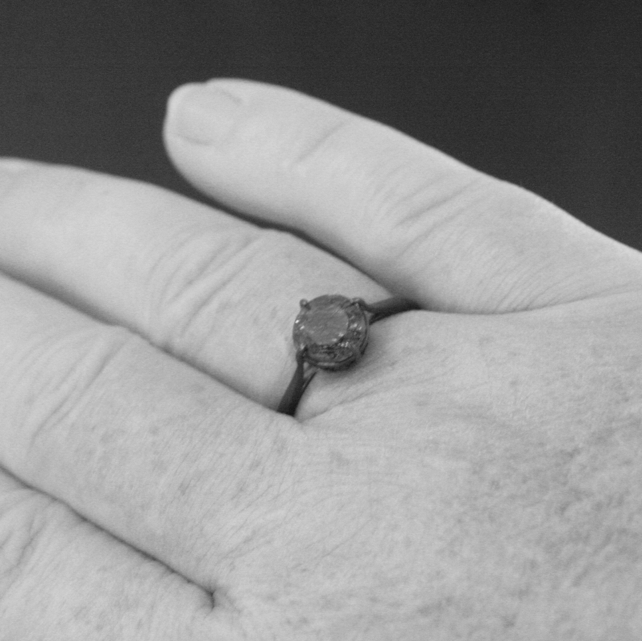 7mm Rutilated Quartz Ring Black Silver Filigree Ring NSEW Prongs Black Tourmalinated Quartz Ring Oxidized Silver Filigree Ring