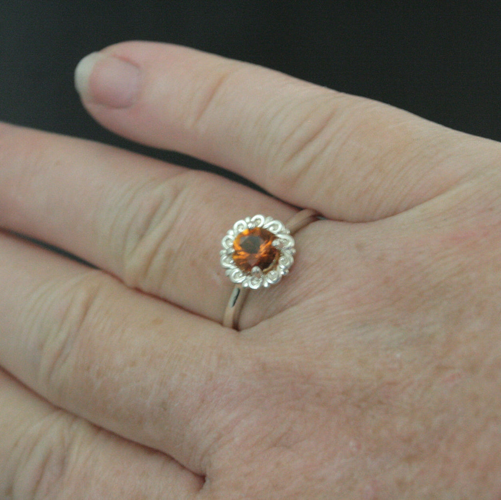 Solar Ring Citrine Ring November Birthstone Ring Sunburst Halo Ring Citrine Solitaire Swirling Halo Ring Dark Souls Solaire Ring Gamer