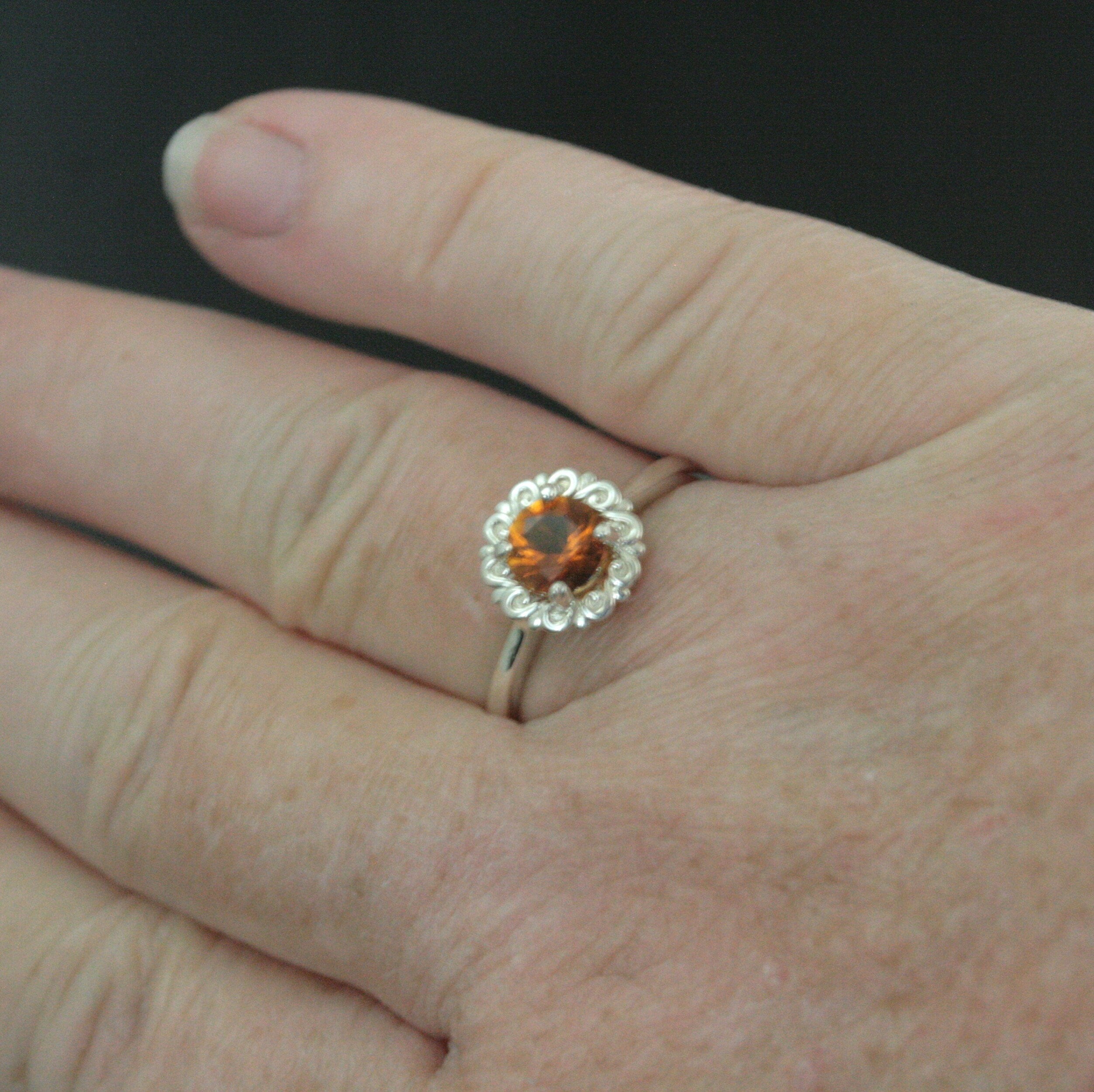 Solar Ring Citrine Ring November Birthstone Ring Sunburst Halo Ring Citrine Solitaire Swirling Halo Ring Dark Souls Solaire Ring Gamer