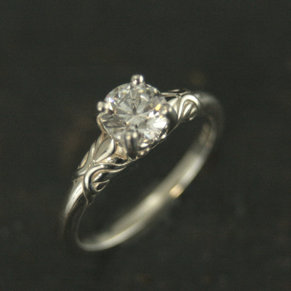 Art Nouveau Engagement Ring Silver Solitaire The Secret Garden Mary Lennox Sculptural Solitaire Ring Vine Design Engagement or Promise Ring