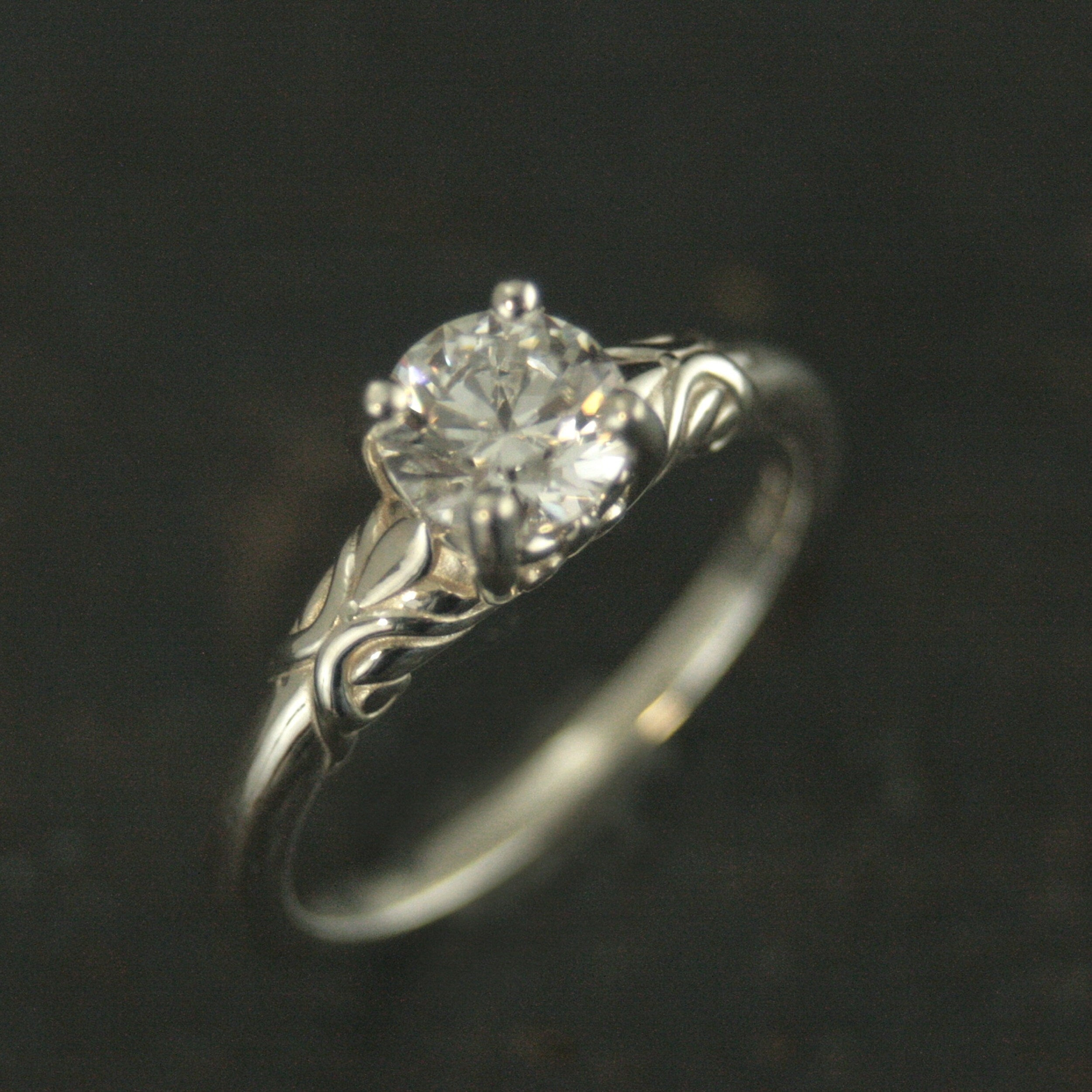 Art Nouveau Engagement Ring Silver Solitaire The Secret Garden Mary Lennox Sculptural Solitaire Ring Vine Design Engagement or Promise Ring