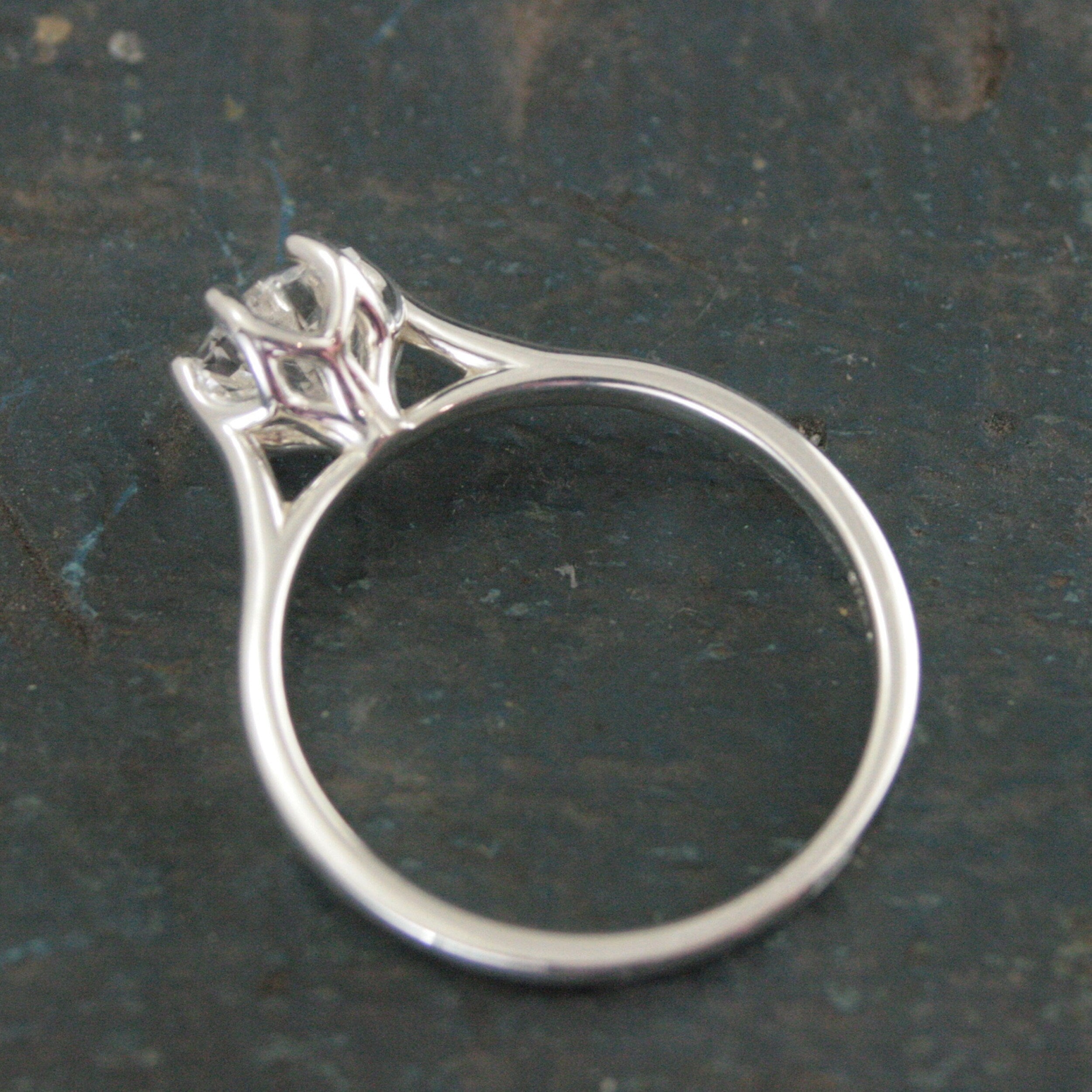 Hexagonal Ring Silver Hexagon Solitaire Arkansas Ice Quartz Hexagonal Stone Hexagon Unique Six Prong Setting Cathedral Ring American Mined