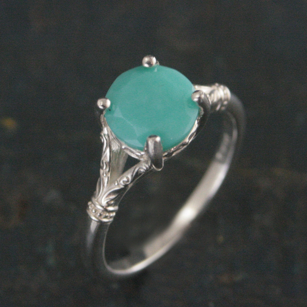 Large Turquoise Ring 8mm Faceted Turquoise Elsa Ring Filigree Ring Antique Style Ring Vintage Style Ring Turquoise Silver Ring for Her