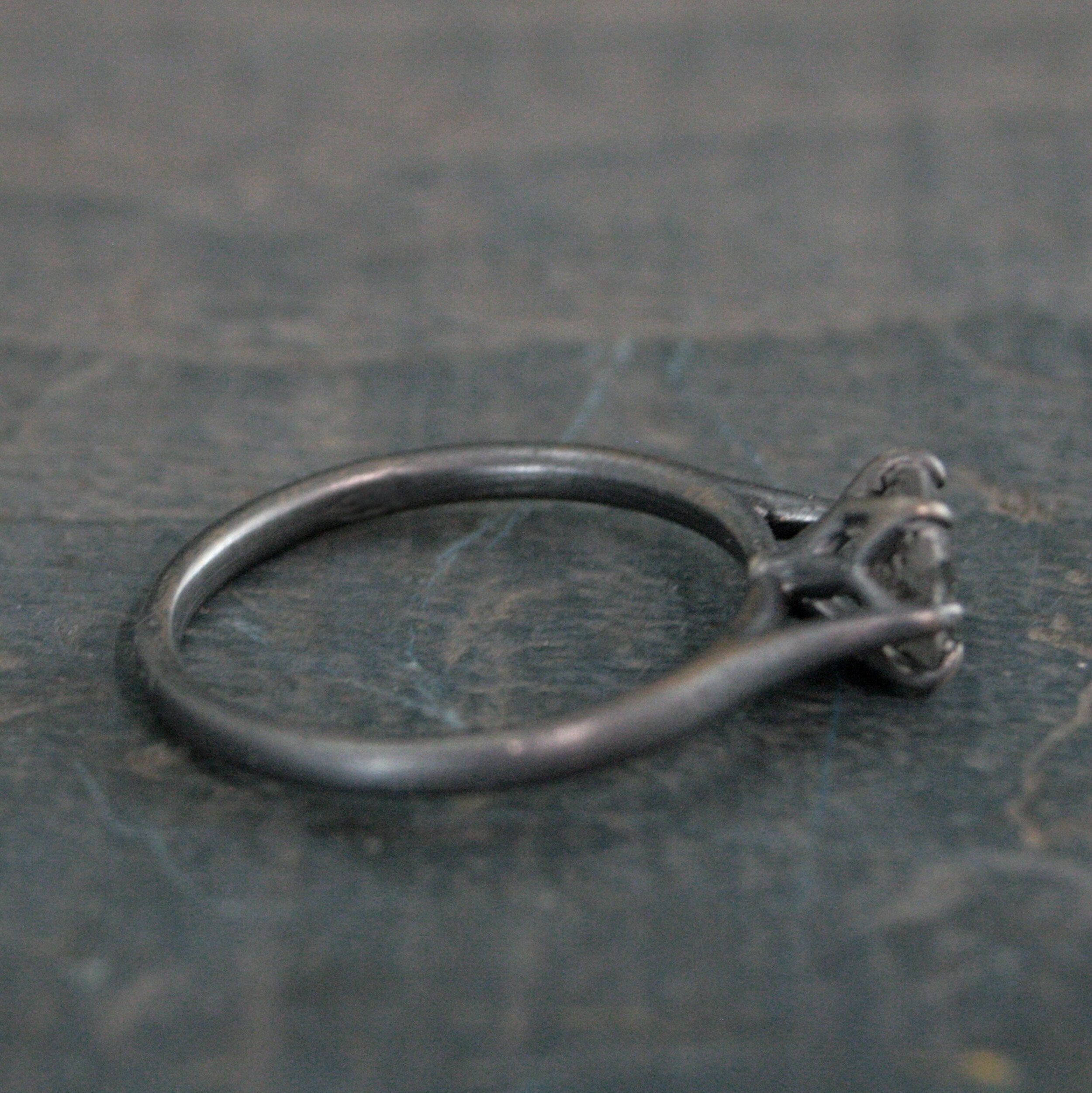 Hexagonal Black Rutilated Quartz Ring Hexagon Black Tourmalinated Quartz Ring Black Silver Oxidized Ring Six Prong Solitaire Gothic Black
