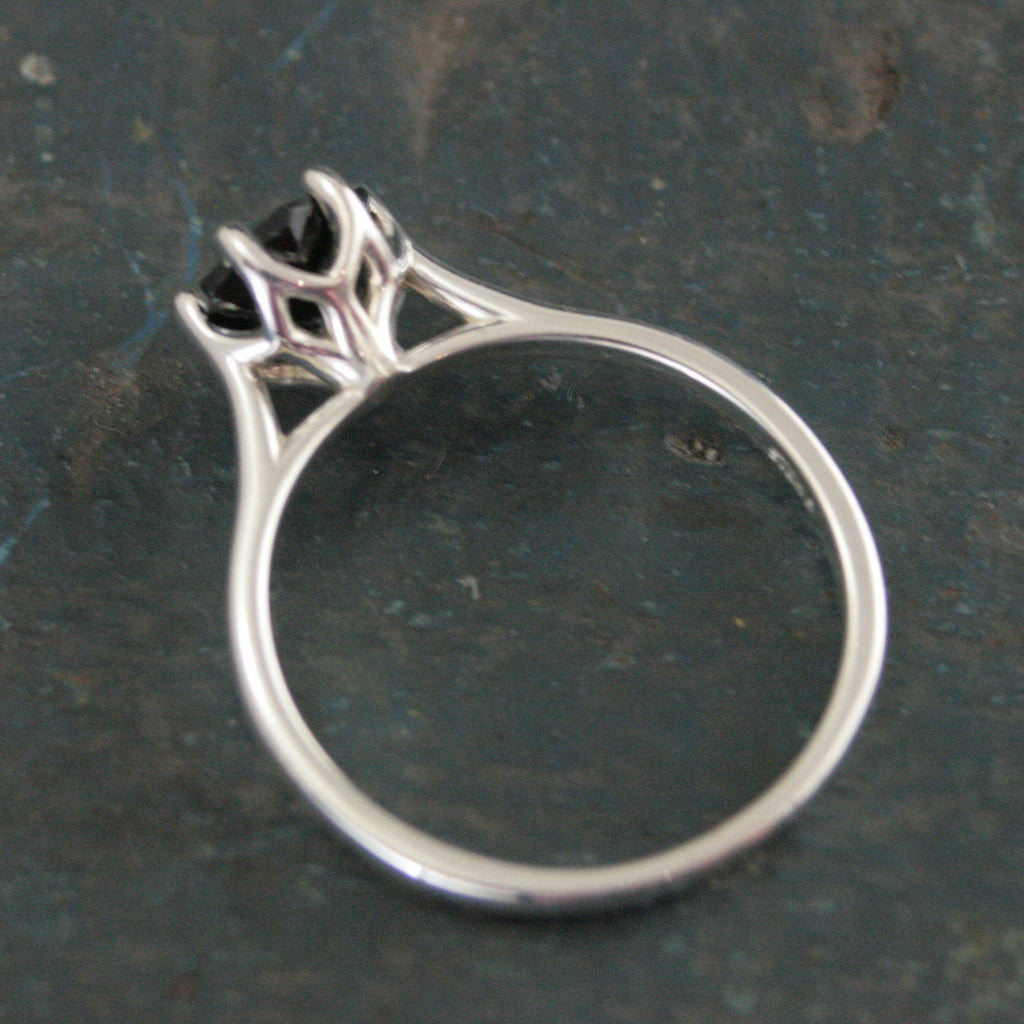 Hexagon Onyx Ring 6 Prong Solitaire Black Stone Geometric Ring Unique Hexagon Cut Stone Modern Onyx Ring Hexagonal Onyx Ring Cathedral Ring