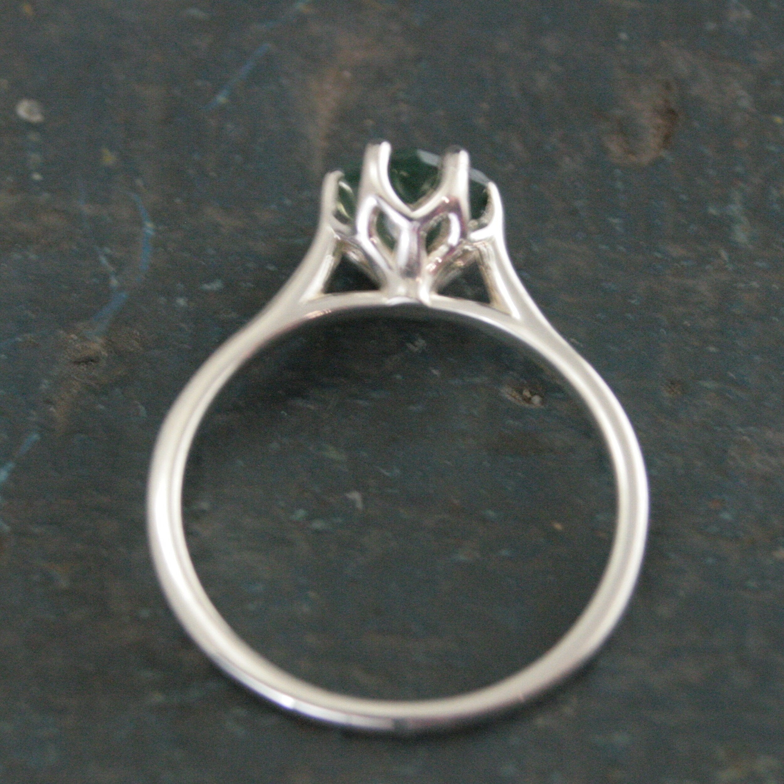 Hexagon Moss Agate Ring Hexagonal Stone Ring Cathedral Solitaire Silver Ring Unique Stone Green Moss Agate Hexagon Cut Stone Ring