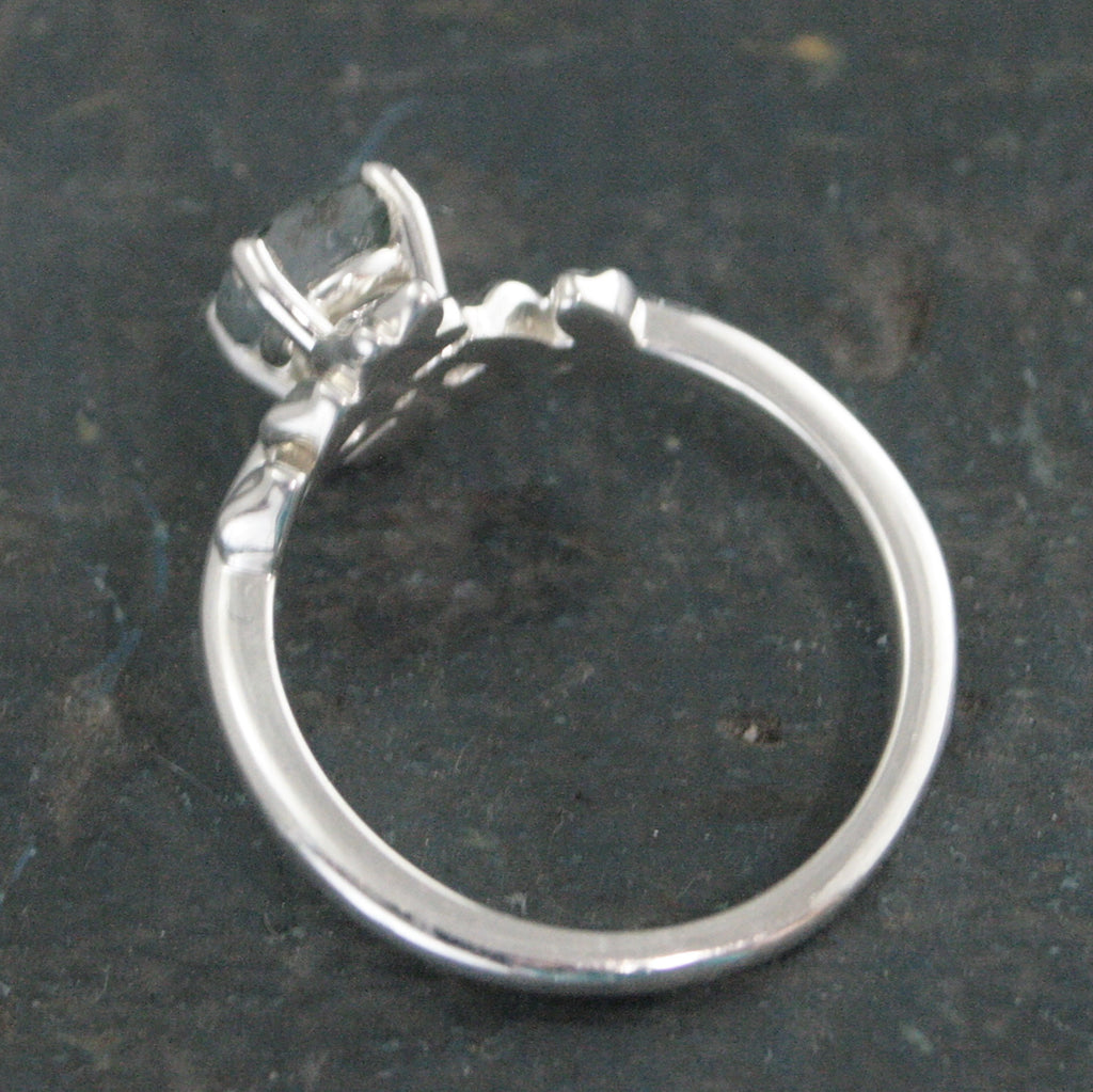 Moss Agate Fern Ring Sterling Silver 6mm Facetted Moss Agate Leaf Ring Vine Unique Elven Ring Branch Ring Twig Ring Silver