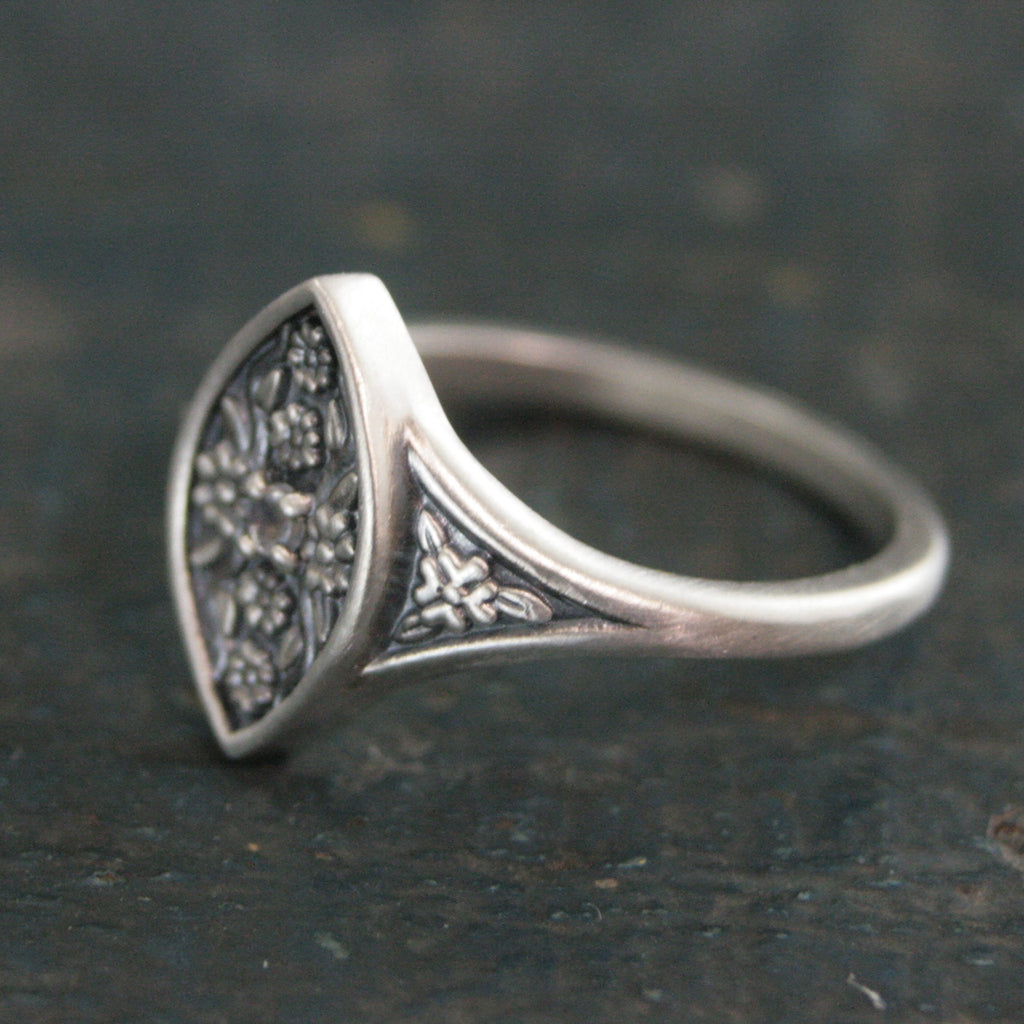 Moonstone Floral Ring Isabela Flower Marquee Silver Ring Encanto Romantic Promise Ring Silver Marquee Moonstone Engagement Ring Art Nouveau