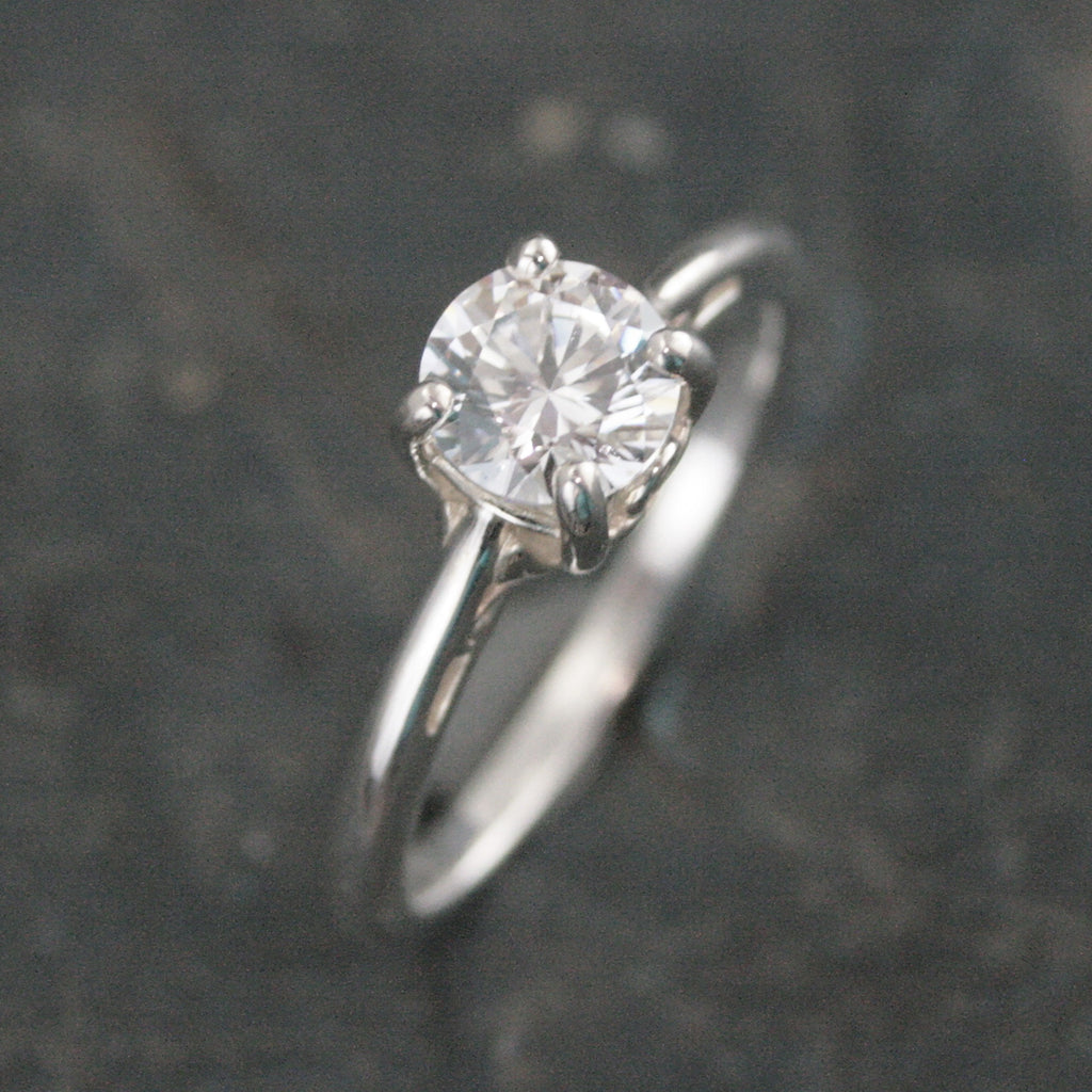 Silver Pixie Hollow Ring Sweet Filigree Solitaire Engagement Ring Cathedral Solitaire Sterling Silver Cubic Zirconia Ring Leaf and Sprout