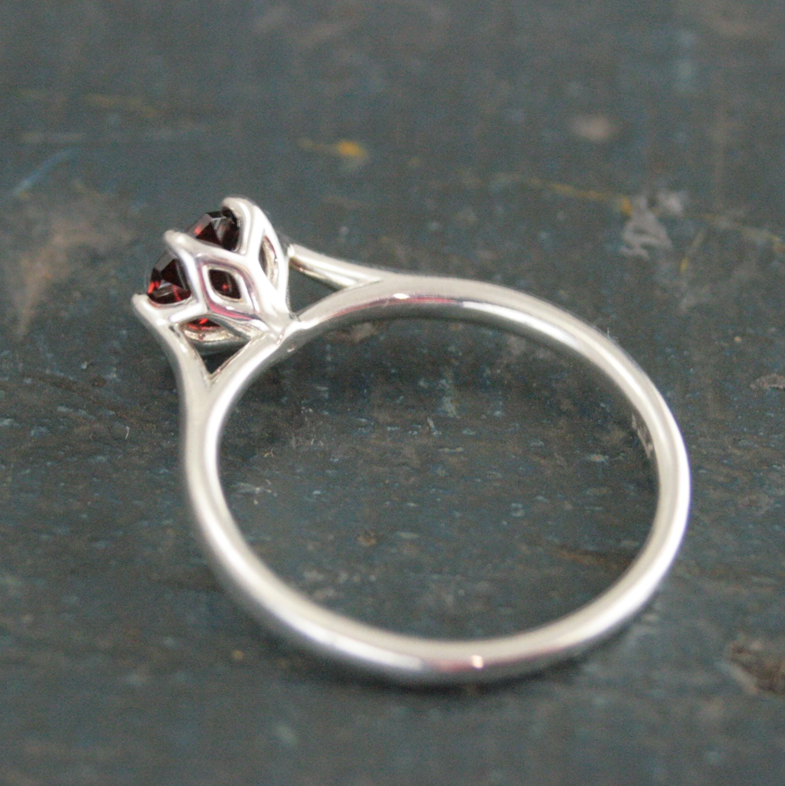 Silver Hexagon Ring Red Garnet Ring Unique Hexagon Stone Mozambique Garnet Natural Ethically Sourced Recycled Metal January Birthstone Ring
